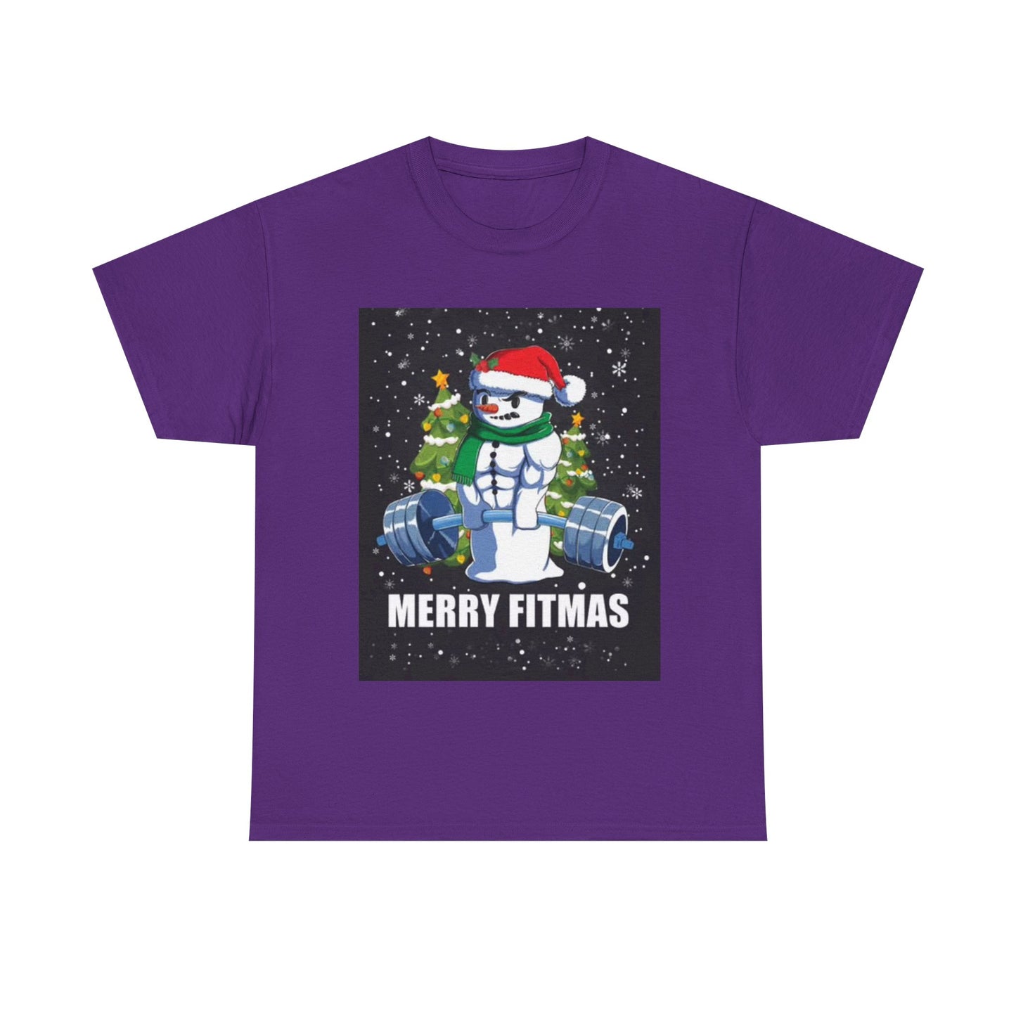 Merry Fitmas Shirt Funny Gym Snowman Christmas Gym Unisex Heavy Cotton Tee