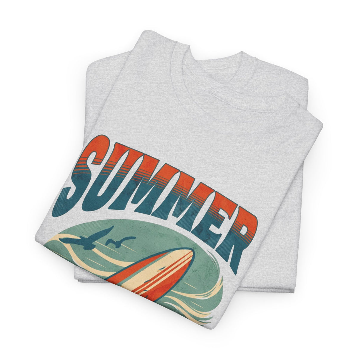 Summer Vibes Beach Surfing Graphic T Shirt Men's Heavy Cotton Tee