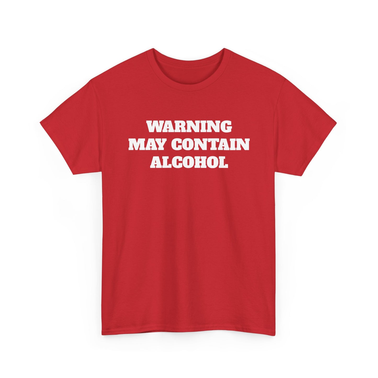 Funny May Contain Alcohol T-shirt comedy graphic party gift Unisex Heavy Cotton