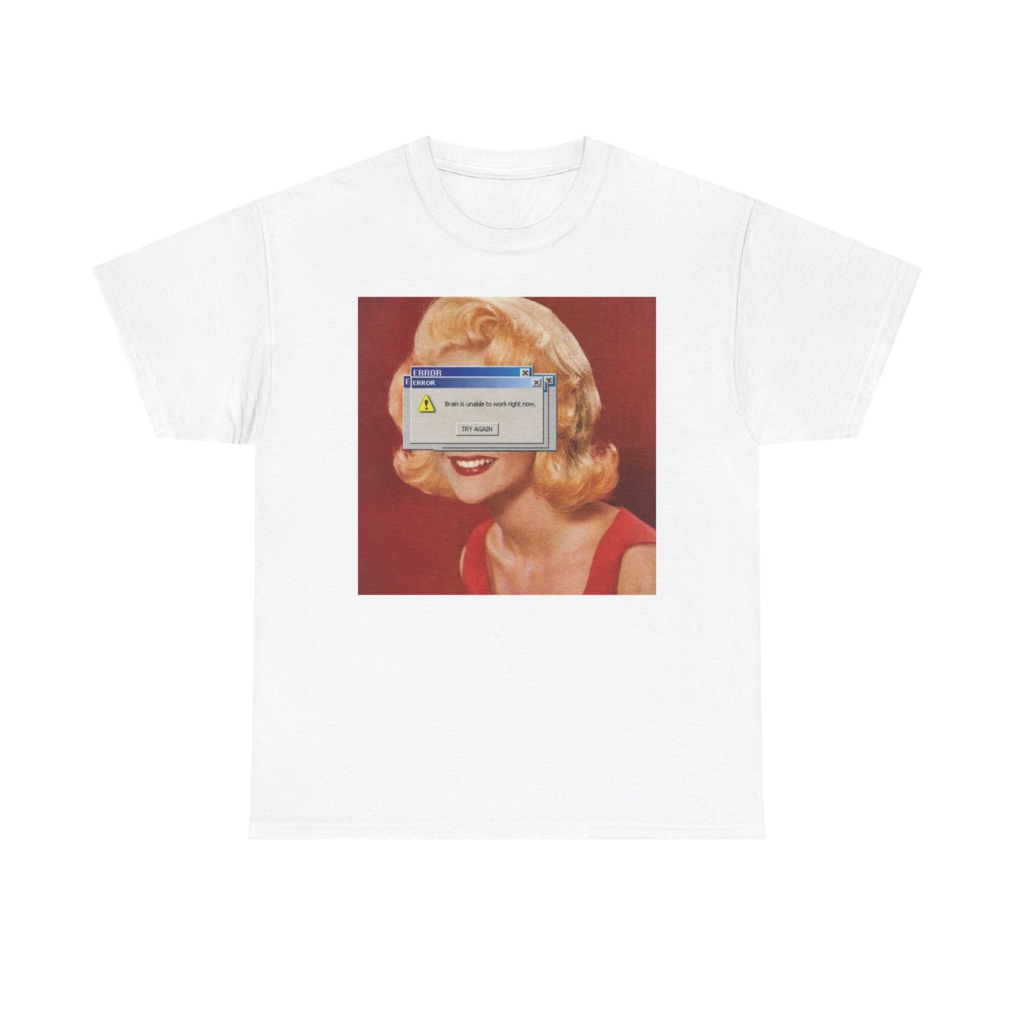 Brain Unable To Work Funny Vintage Graphic T Shirt Unisex Heavy Cotton Gift New