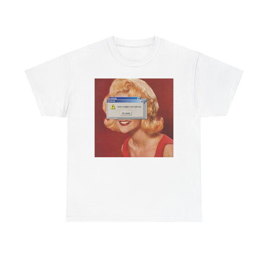Brain Unable To Work Funny Vintage Graphic T Shirt Unisex Heavy Cotton Gift New