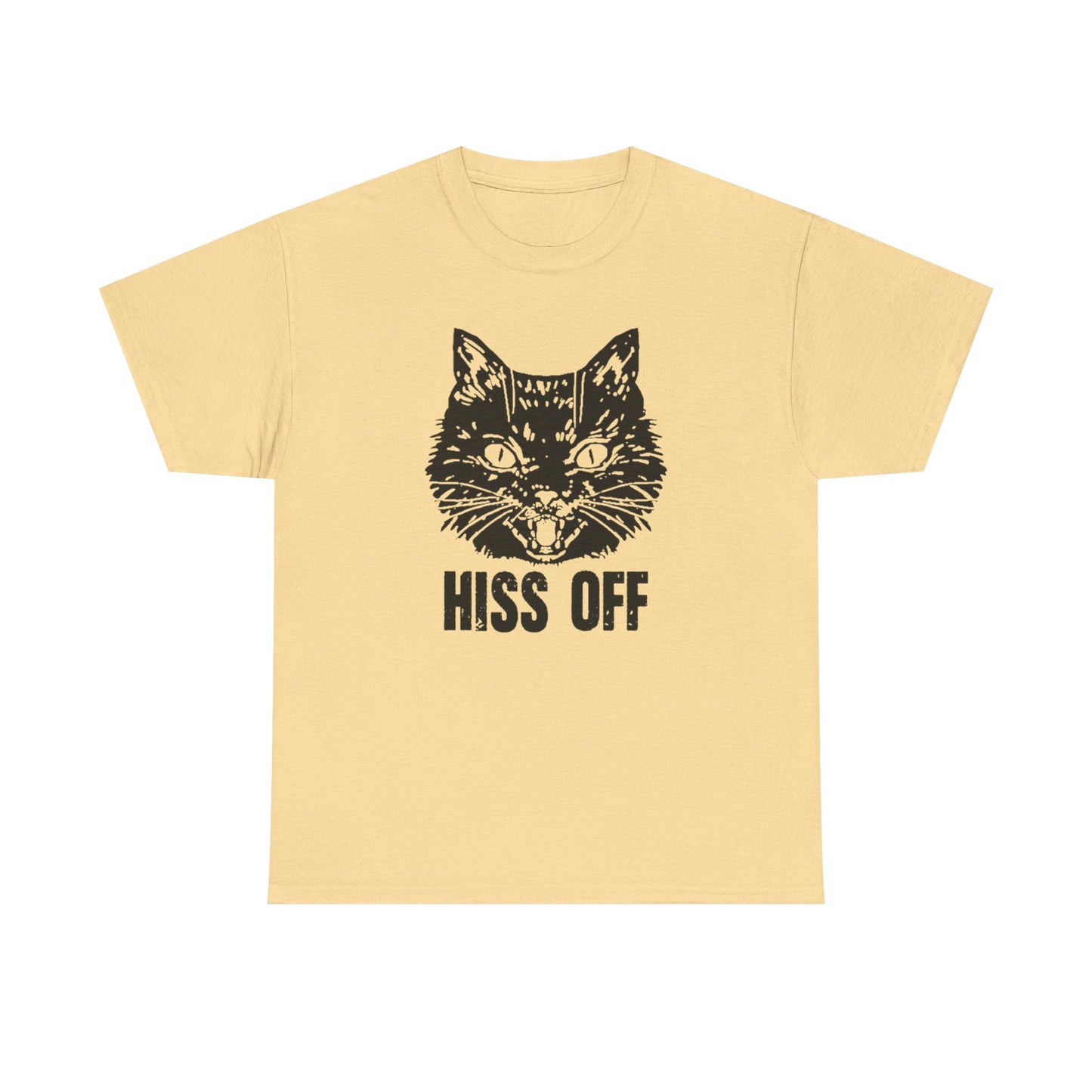Hiss Off Funny Cat Graphic T-Shirt Unisex Heavy Cotton Tee Gift