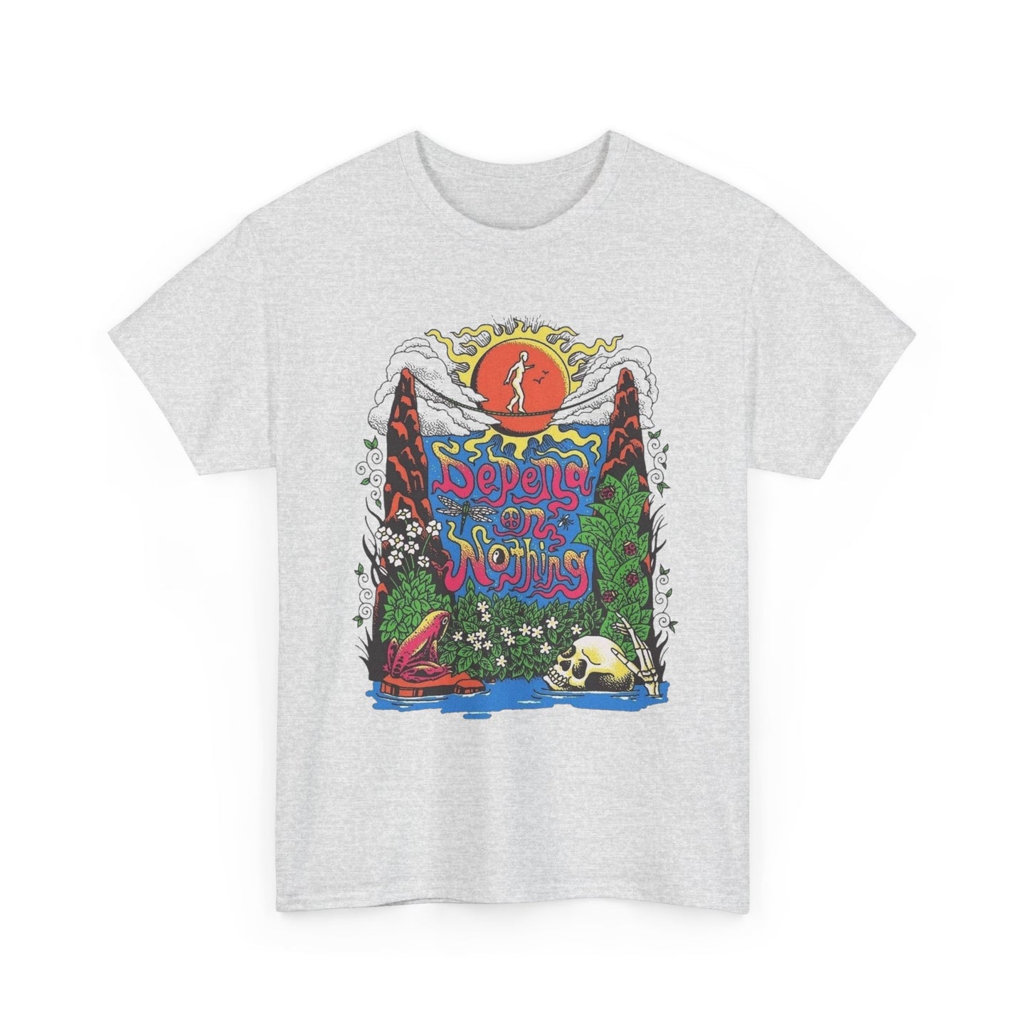 Depend On Nothing Peace Graphic T Shirt NEW Adult Regular Heavy Cotton Tee