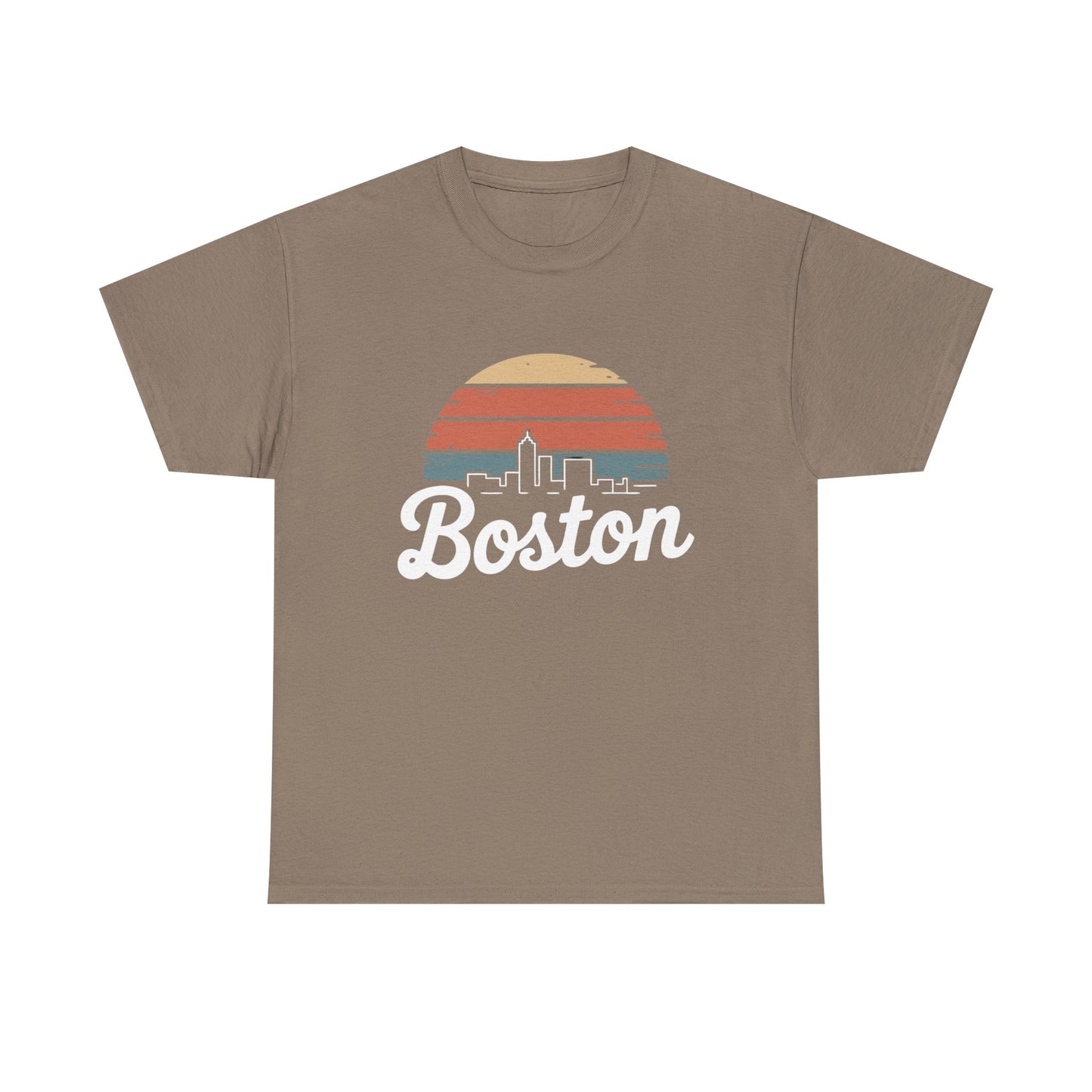 Boston Mass Skyline Graphic T Shirt NEW GIFT Unisex Heavy Cotton Tee