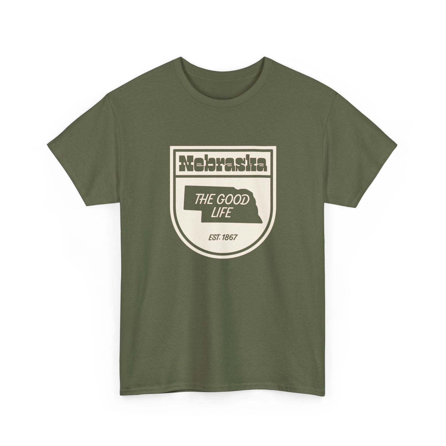 Nebraska The Good Life Graphic T Shirt ADULT NEW Unisex Heavy Cotton Tee