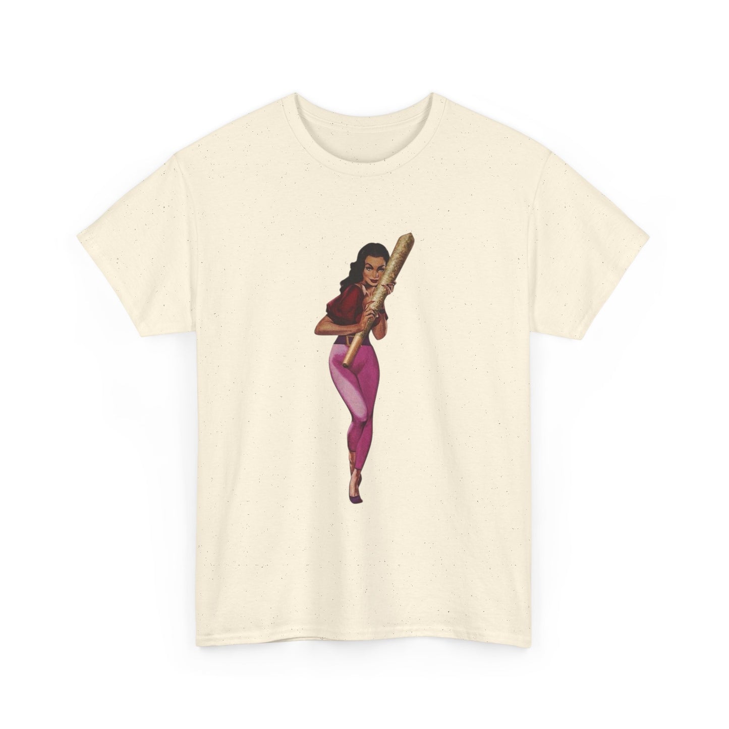 Weed Joint Hugs Vintage Pinup Graphic T-Shirt Womens Comfy Cotton Tee NEW