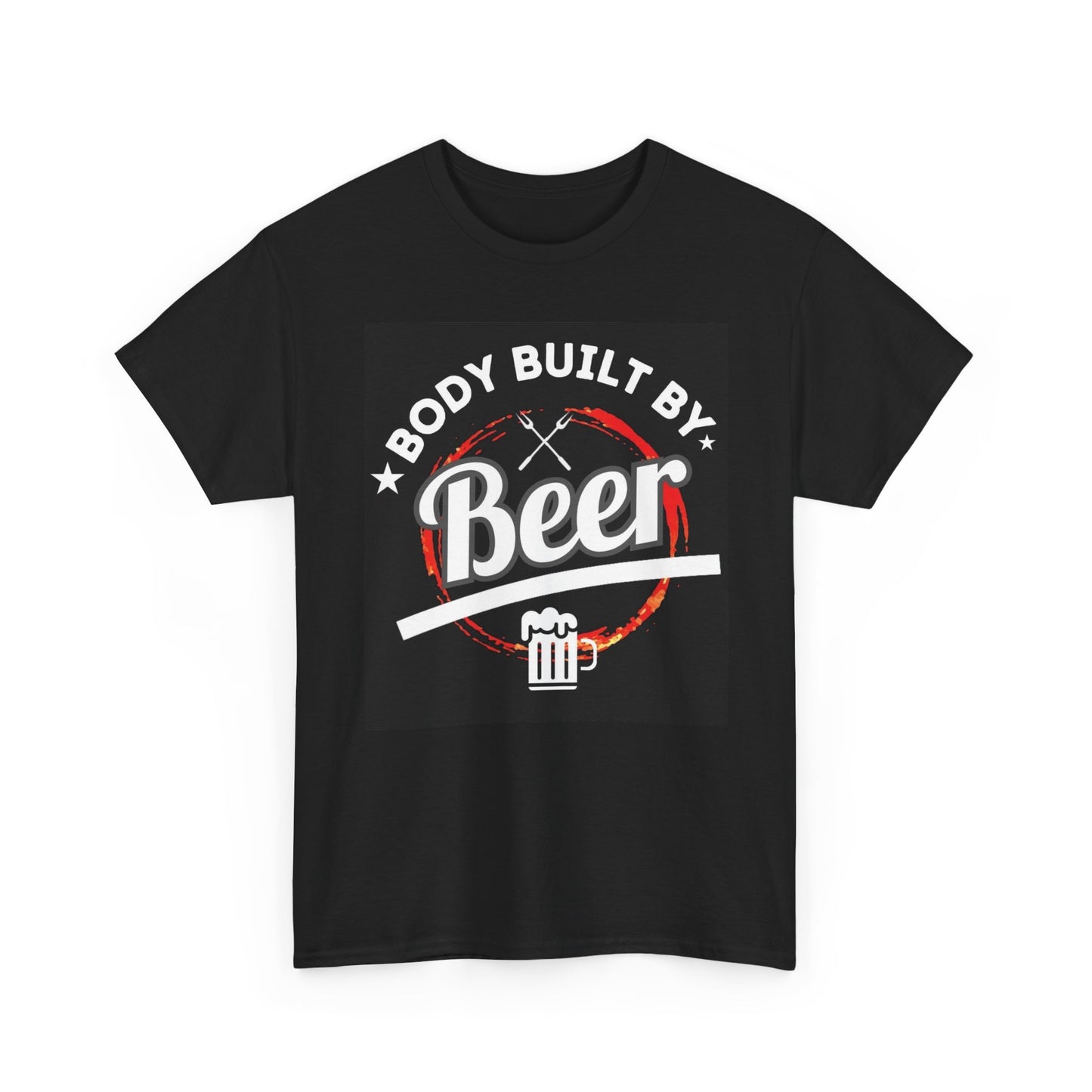 Body Built By Beer Graphic T Shirt Funny Jokes Unisex Heavy Cotton Tee