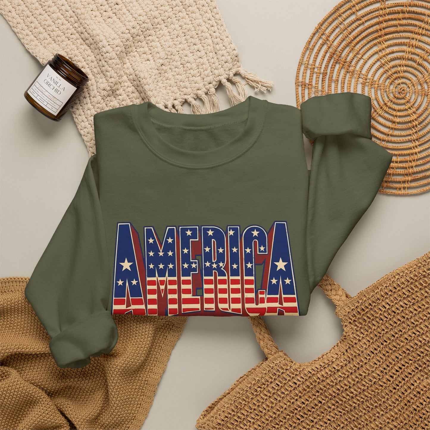 America Graphic USA Retro Sweater NEW Unisex Heavy Blend™ Crewneck Sweatshirt
