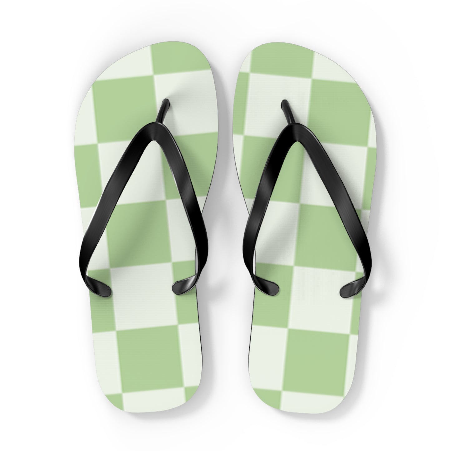 Green Checkered Sandals, Beach Shoes, Vacation Flip Flops, Pool Slides