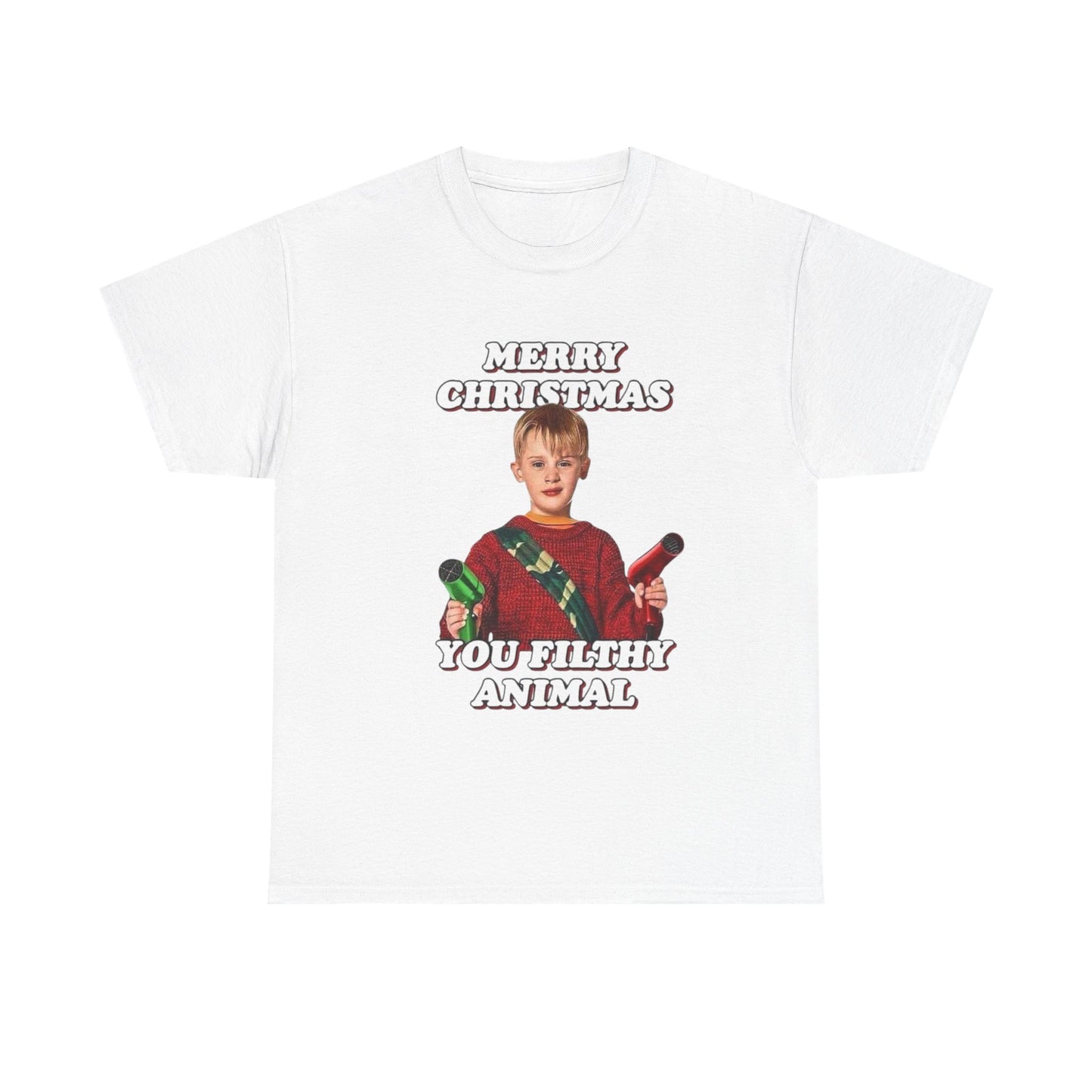 Merry Christmas You Filthy Animals Graphic T Shirt Home Alone Funny Tee