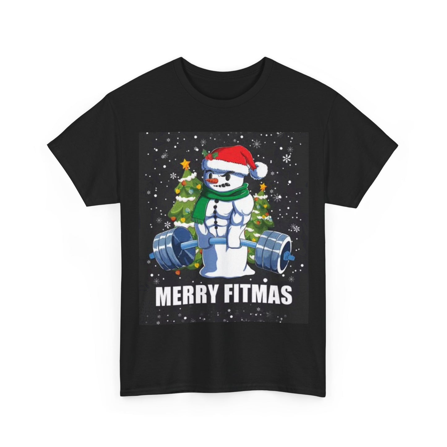 Merry Fitmas Shirt Funny Gym Snowman Christmas Gym Unisex Heavy Cotton Tee