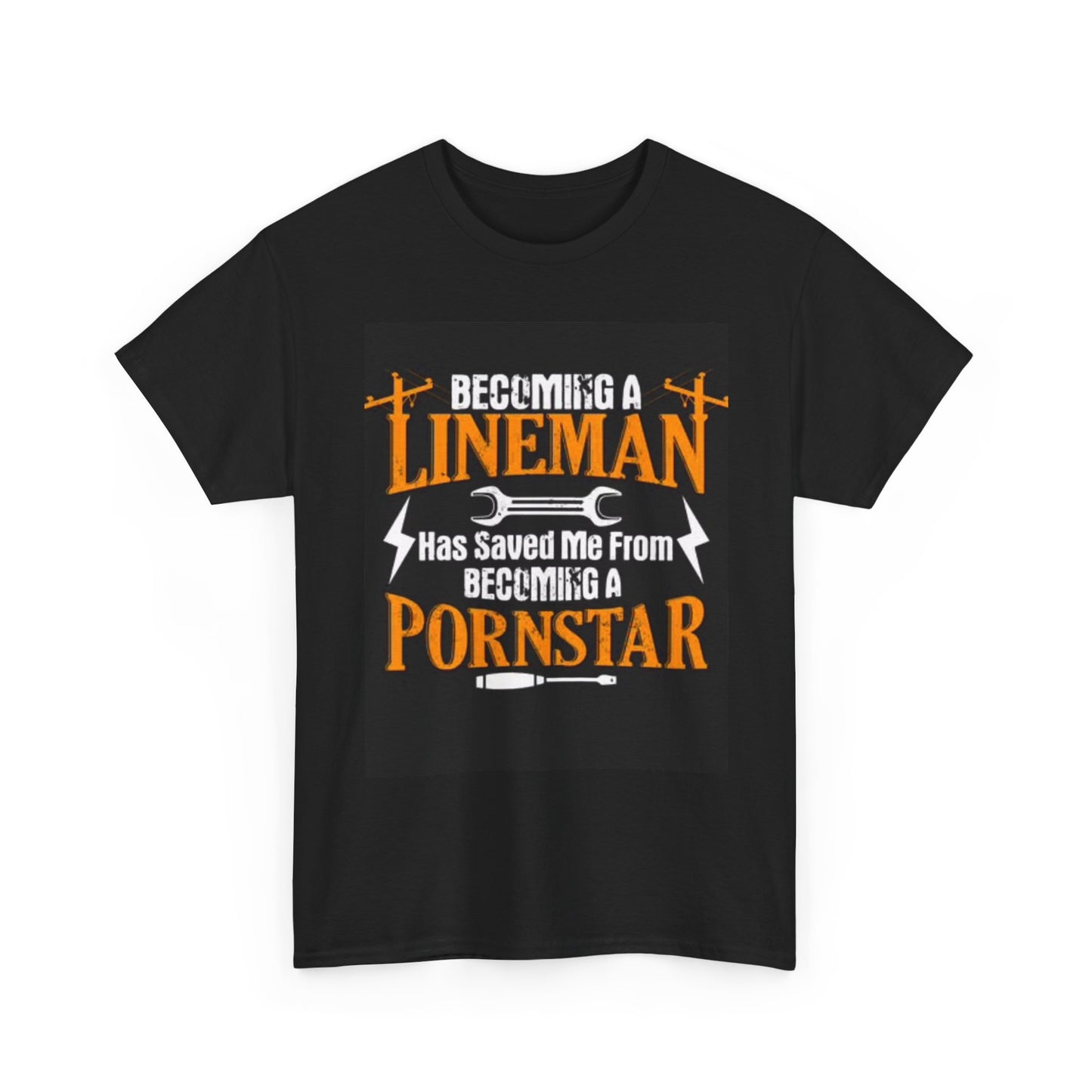 Funny Lineman Graphic T Shirt Retro Funny Gift Pornstar Unisex Heavy Cotton Tee