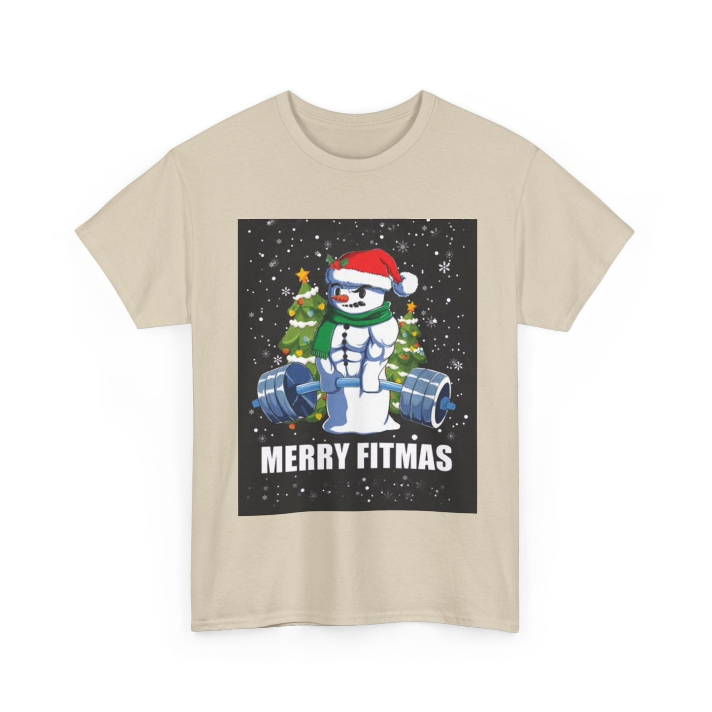 Merry Fitmas Shirt Funny Gym Snowman Christmas Gym Unisex Heavy Cotton Tee
