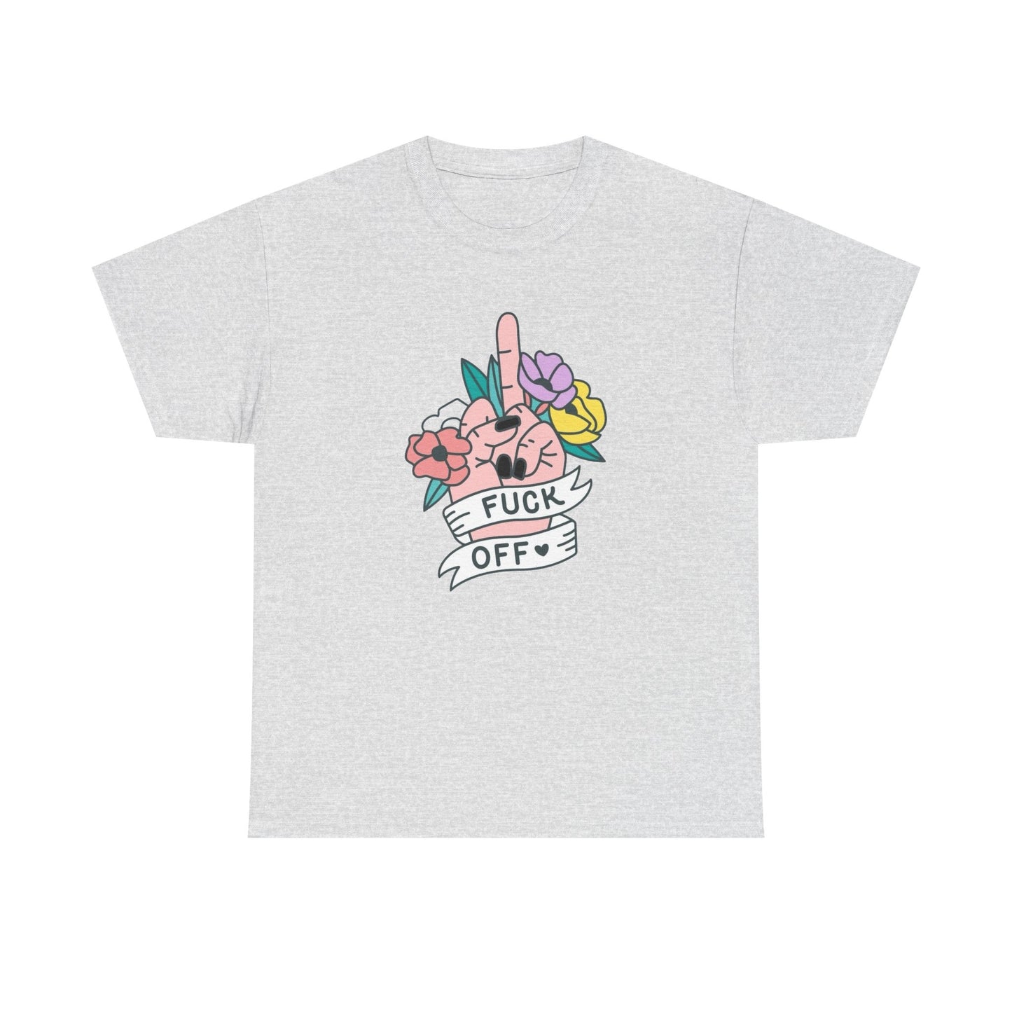 Flowers Middle Finger T Shirt Graphic Unisex Heavy Cotton Tee NEW GIFT