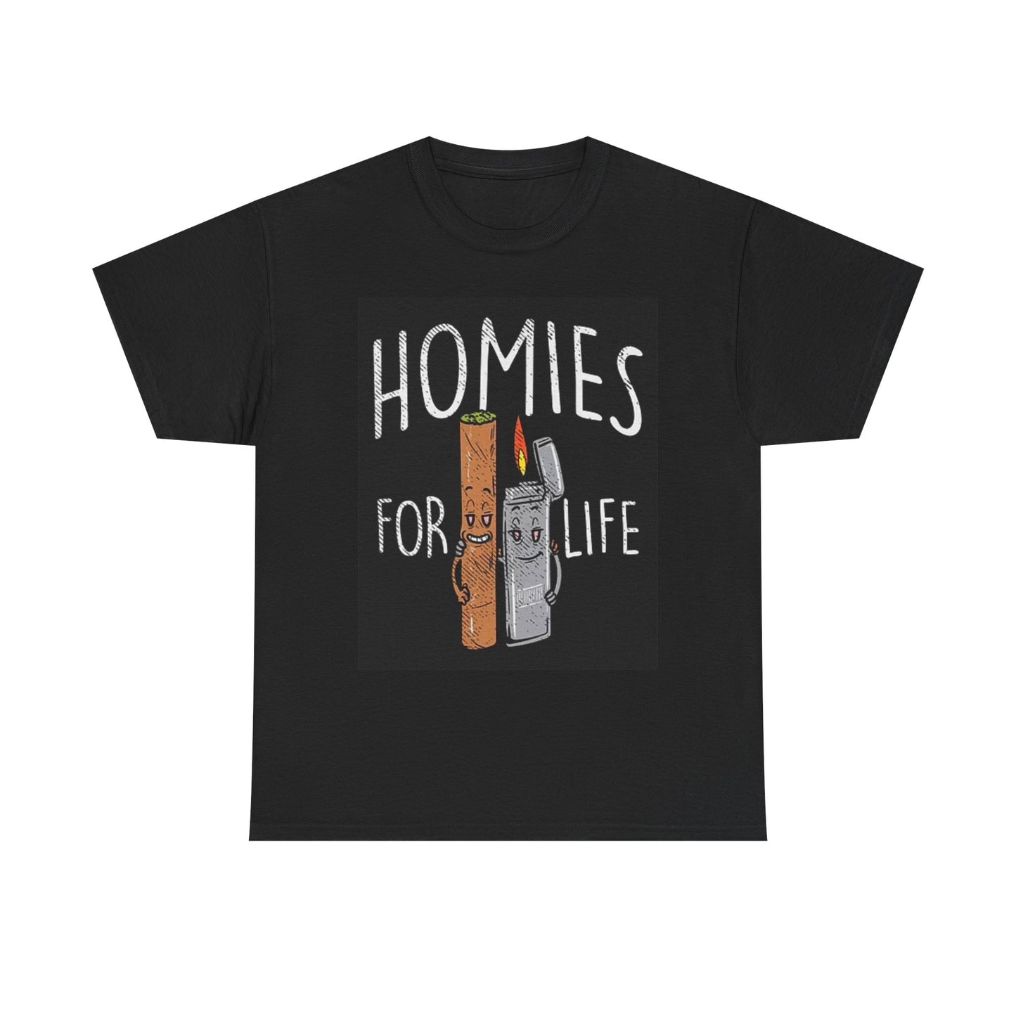 Homies For Life T Shirt Blunt And Lighter Weed Unisex Heavy Cotton Tee