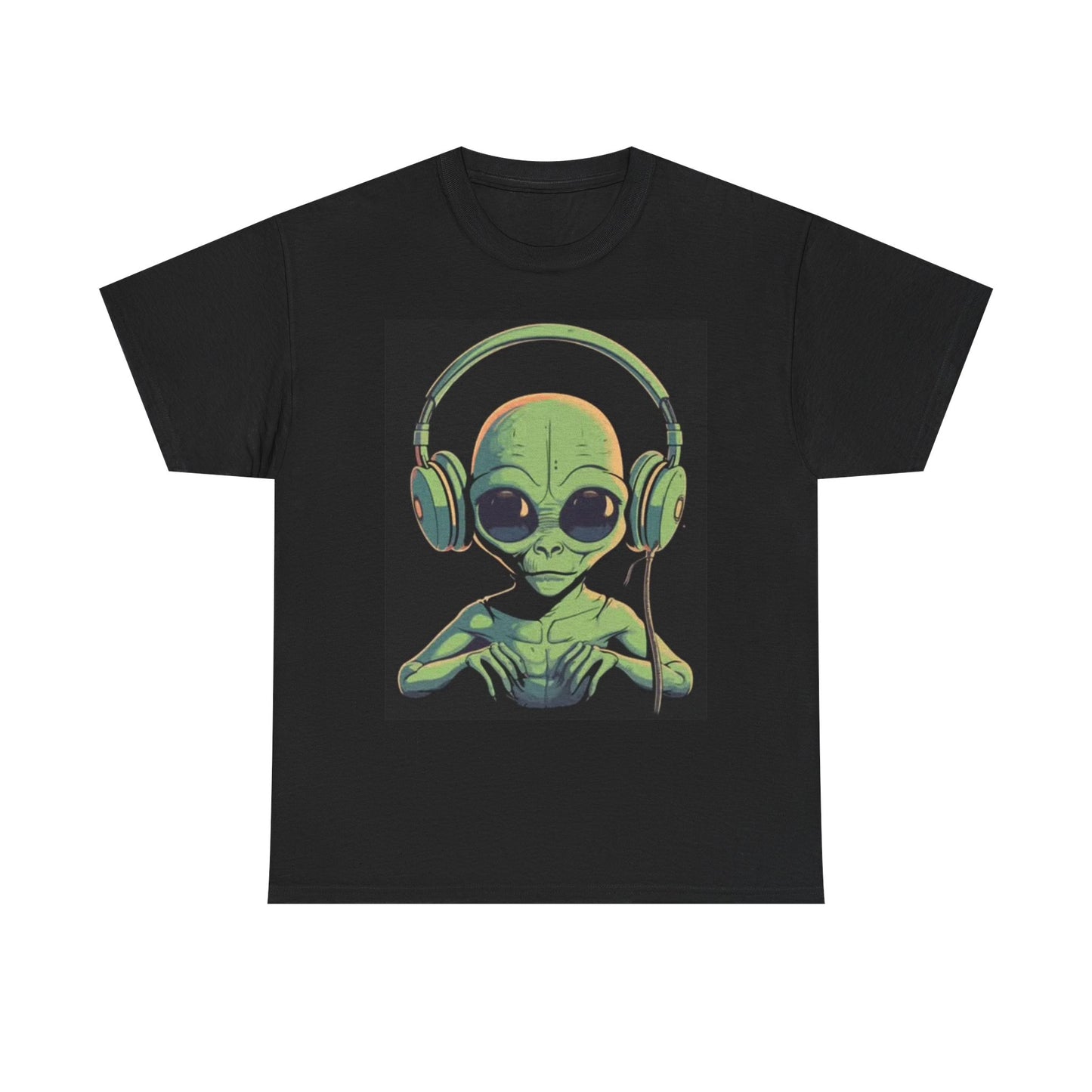 Alien DJ Graphic T Shirt Funny EDM Rap Space Unisex Heavy Cotton Tee