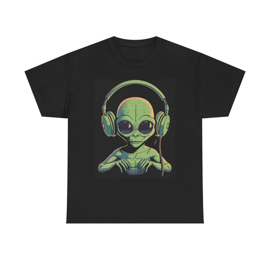 Alien DJ Graphic T Shirt Funny EDM Rap Space Unisex Heavy Cotton Tee