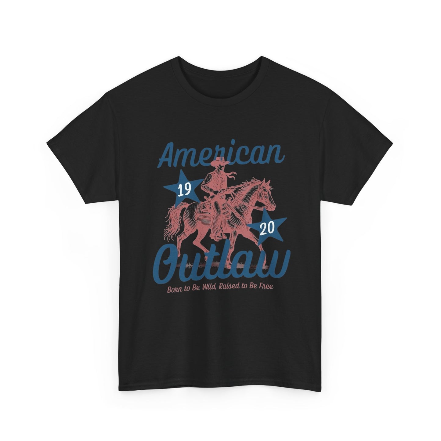American Outlaw Horse Graphic T Shirt Unisex Heavy Cotton Tee