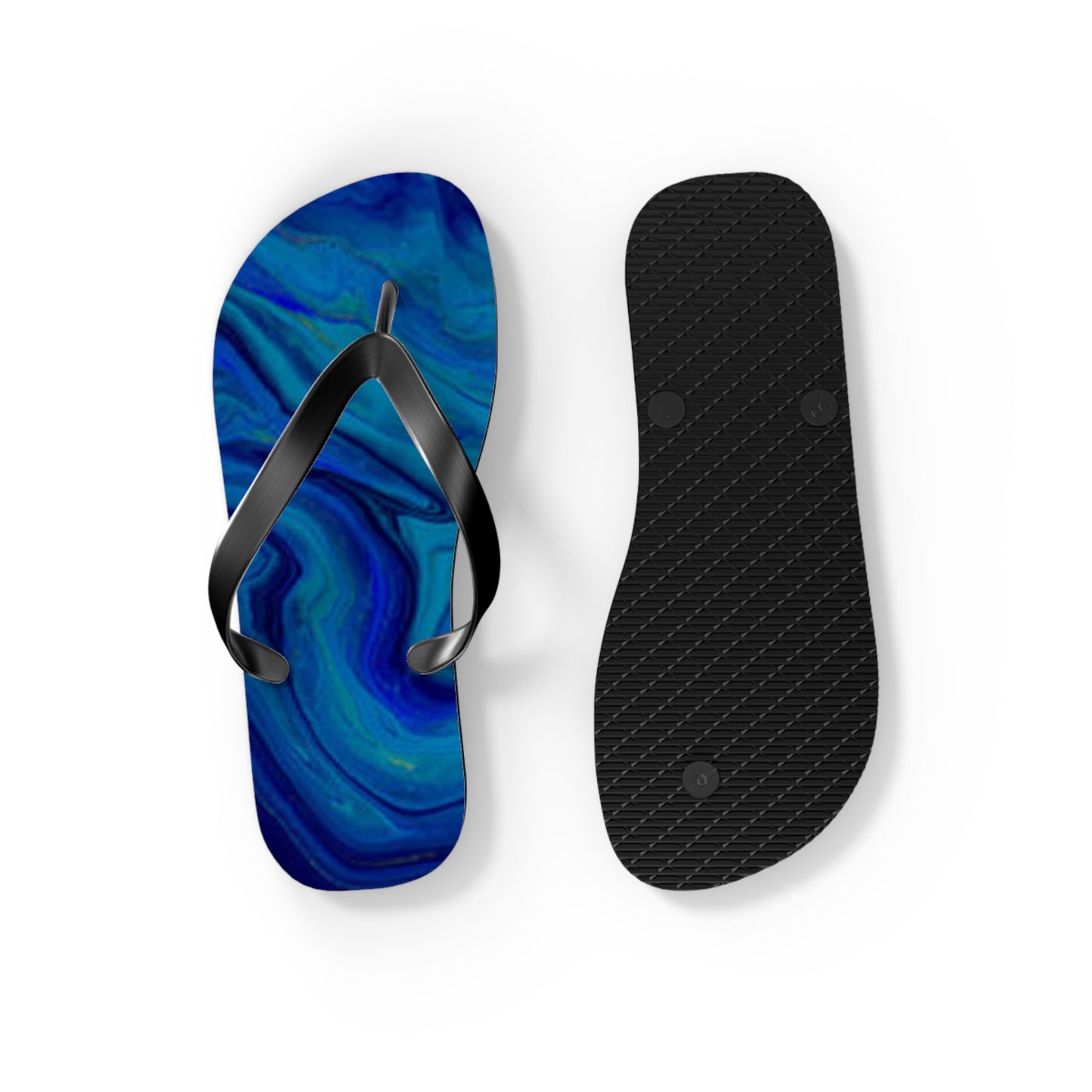 Blue Marble Flip Flops, Sandals Slides, Summer Footwear, Brand New