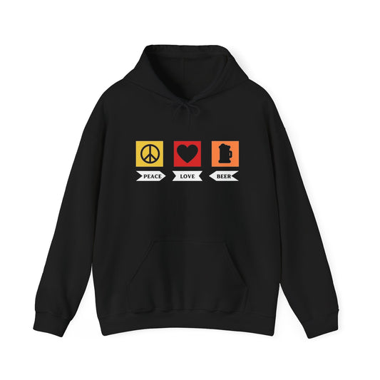 Peace Love And Beer Graphic Hoodie NEW Unisex Heavy Blend™ Hooded Sweatshirt