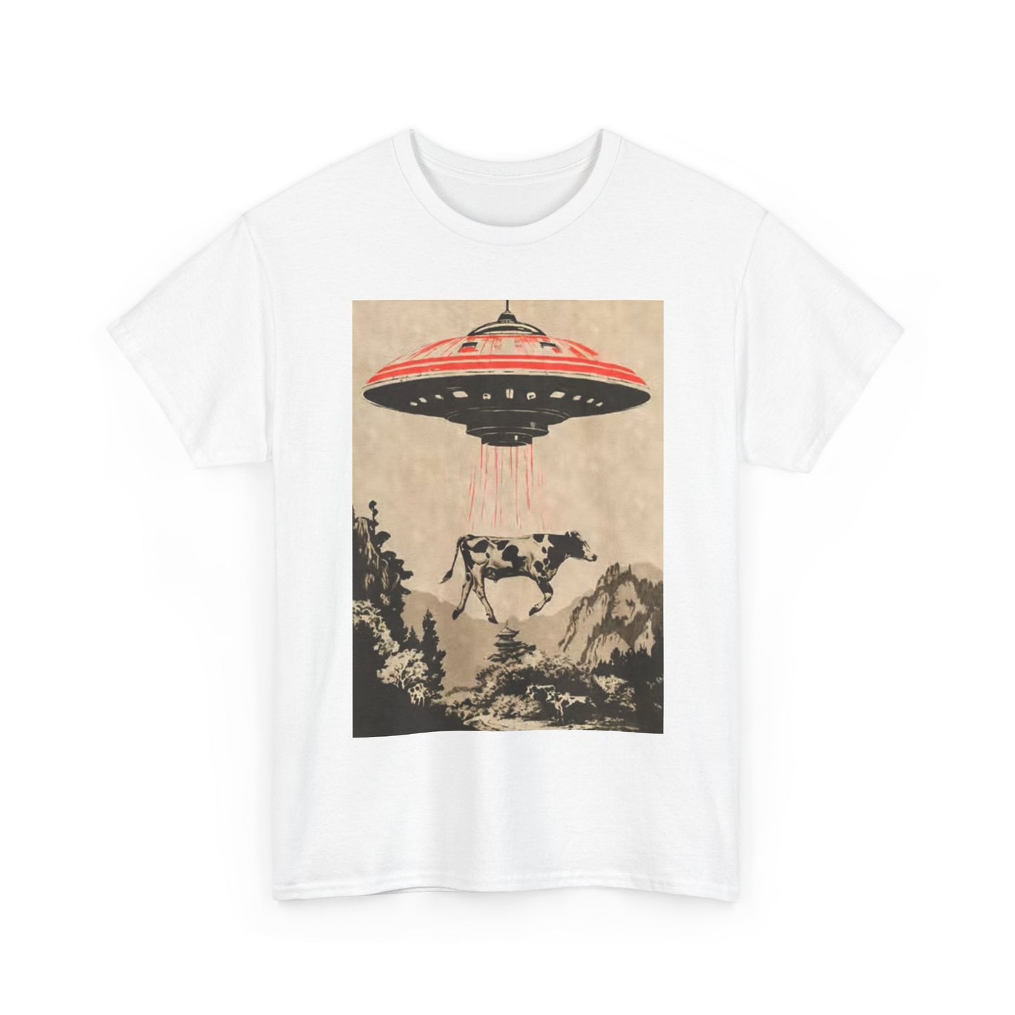 Alien Abduction Vintage Photo Funny Shirt Graphic Unisex Heavy Cotton Tee
