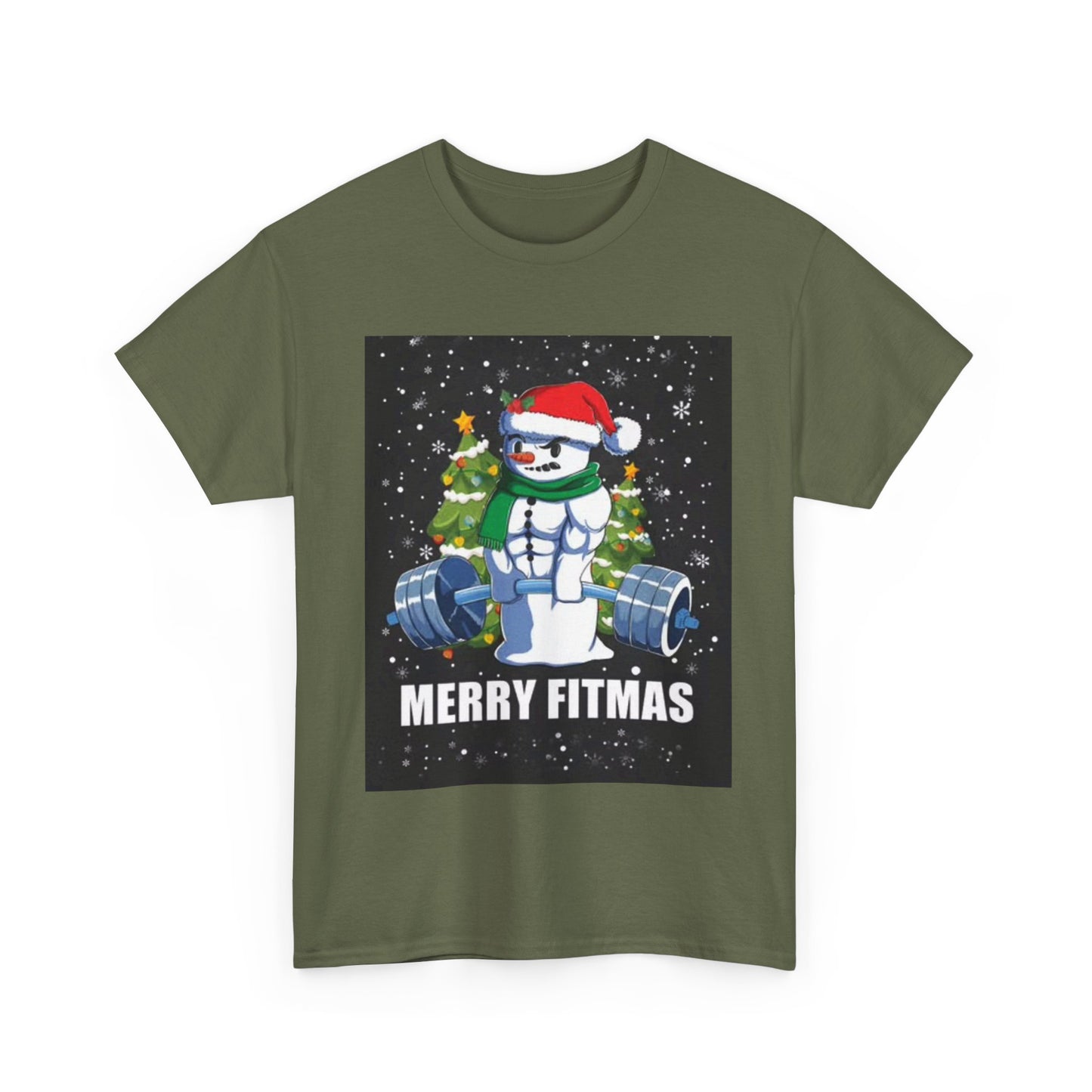Merry Fitmas Shirt Funny Gym Snowman Christmas Gym Unisex Heavy Cotton Tee