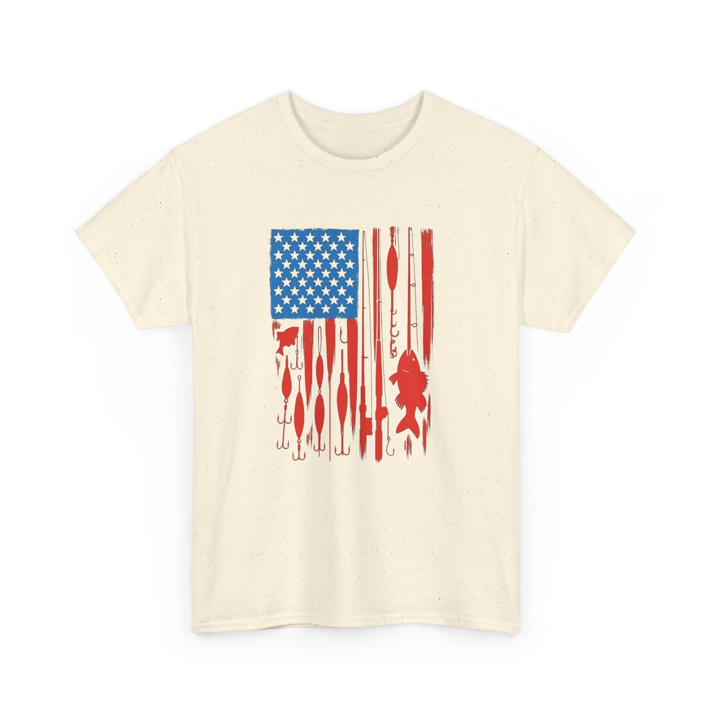 American Flag Fishing Gear Graphic T Shirt Unisex Heavy Cotton Tee Gift
