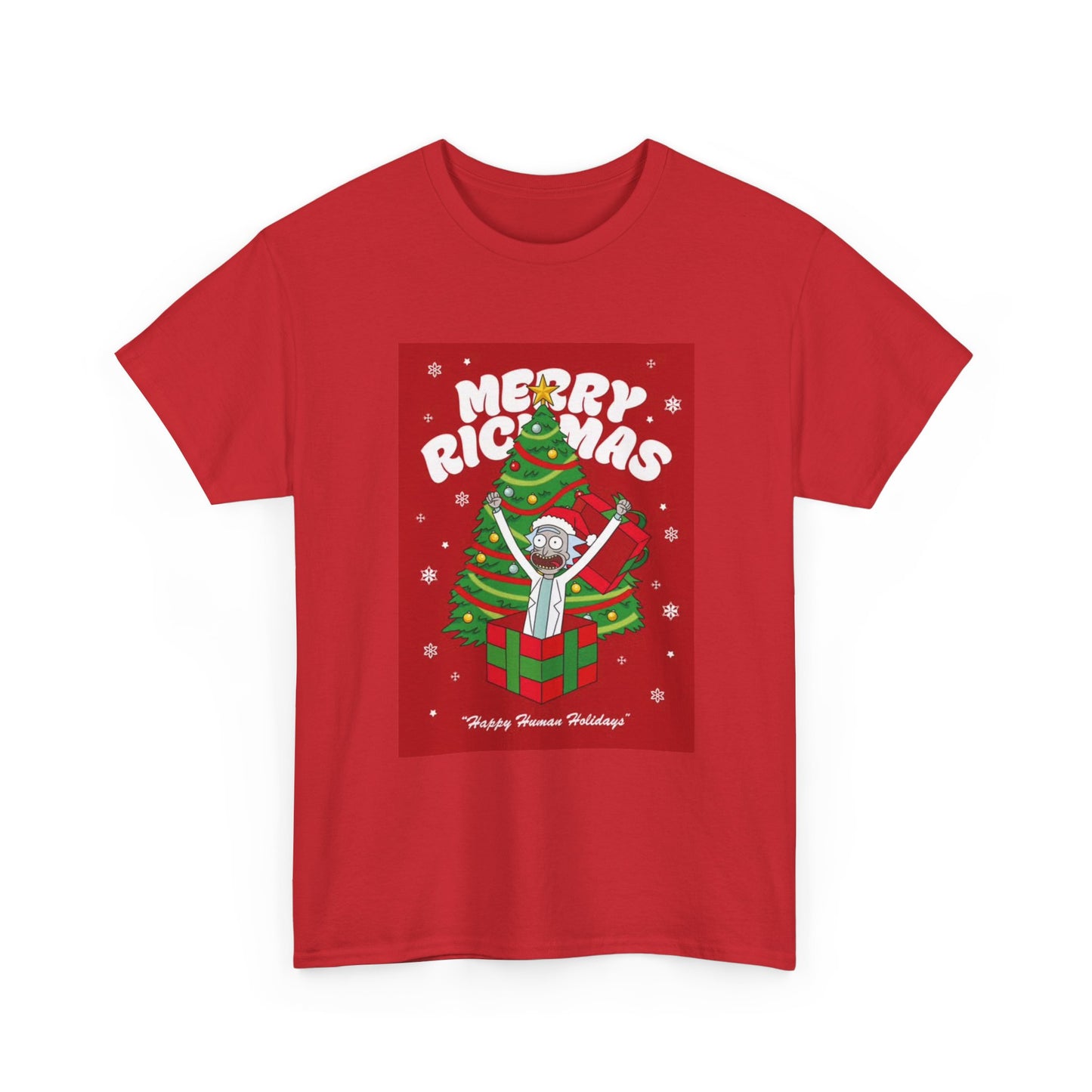 Merry Christmas Rick and Morty Tshirt Funny Cartoon Graphic Unisex Heavy Cotton