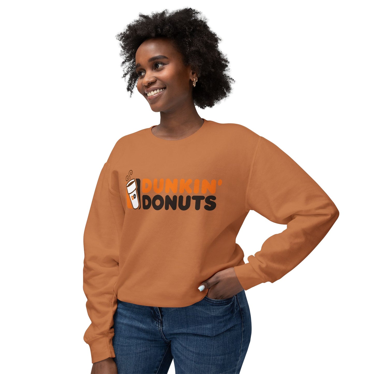 Dunkin Donuts Graphic Retro Logo Coffee Lover Lightweight Crewneck Sweatshirt