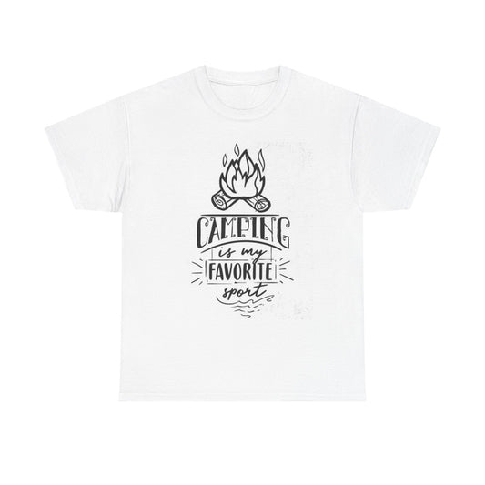 Camping Is My Favorite Sport Funny Shirt Outdoors Hiking Unisex Heavy Cotton Tee