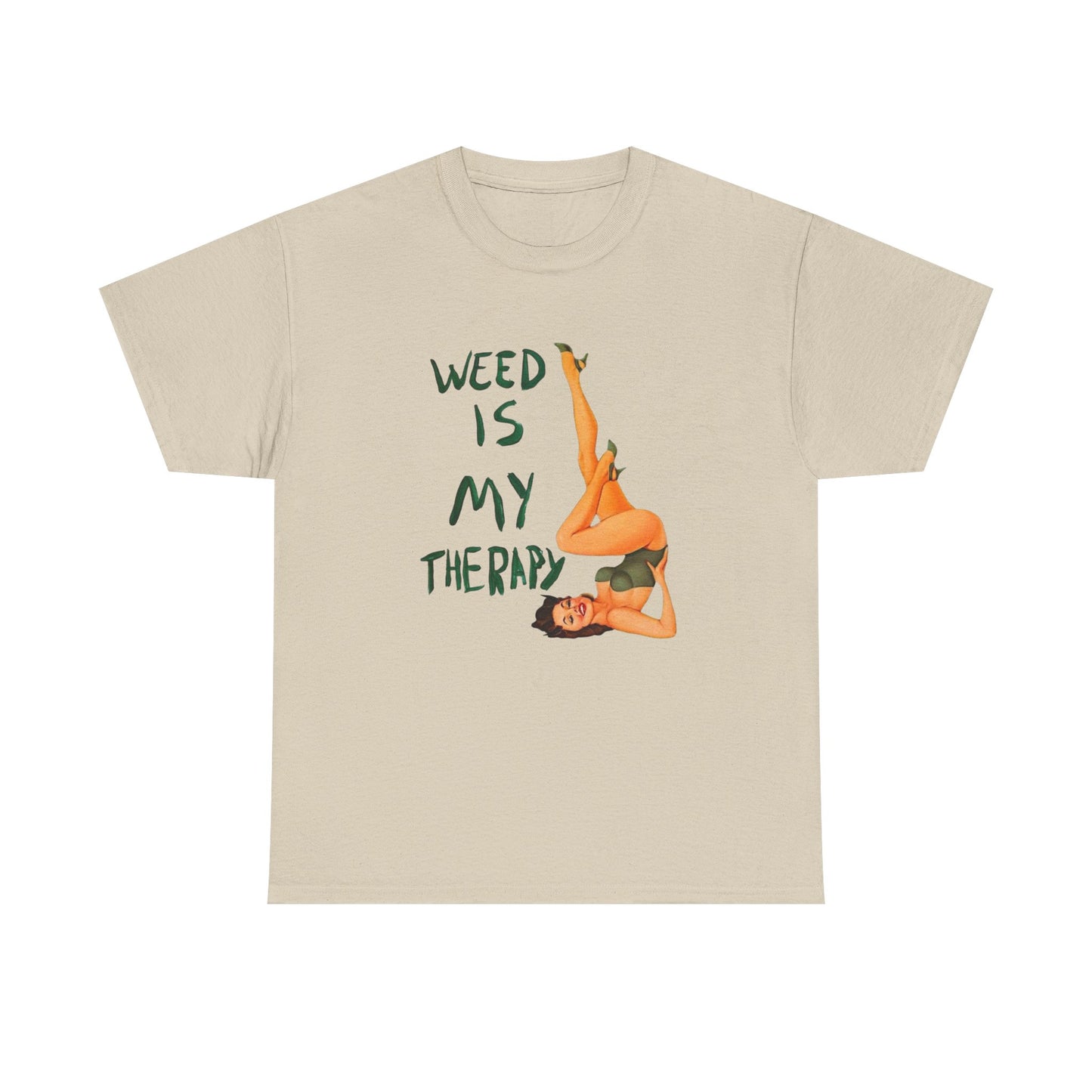 Weed Is My Therapy Graphic T Shirt Vintage Unisex Heavy Cotton Tee