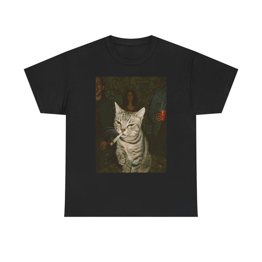 Funny Cat Partying Graphic T Shirt Unisex Heavy Cotton Tee