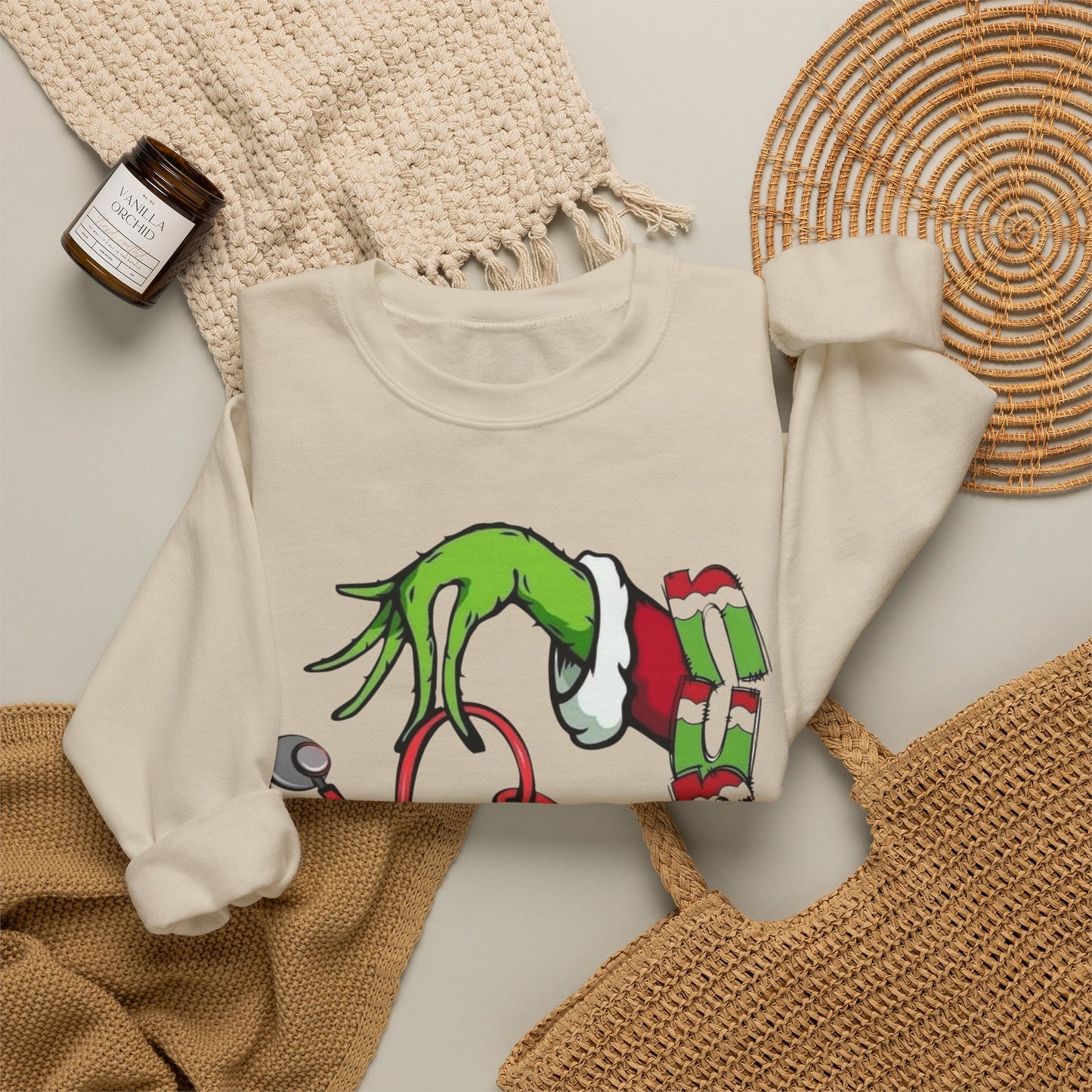 The Grinch Nurse Graphic Sweater NEW Unisex Heavy Blend™ Crewneck Sweatshirt