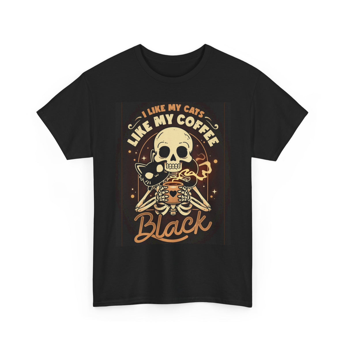 Black Cats Black Coffee Graphic T Shirt Funny Kittens Unisex Heavy Cotton Tee