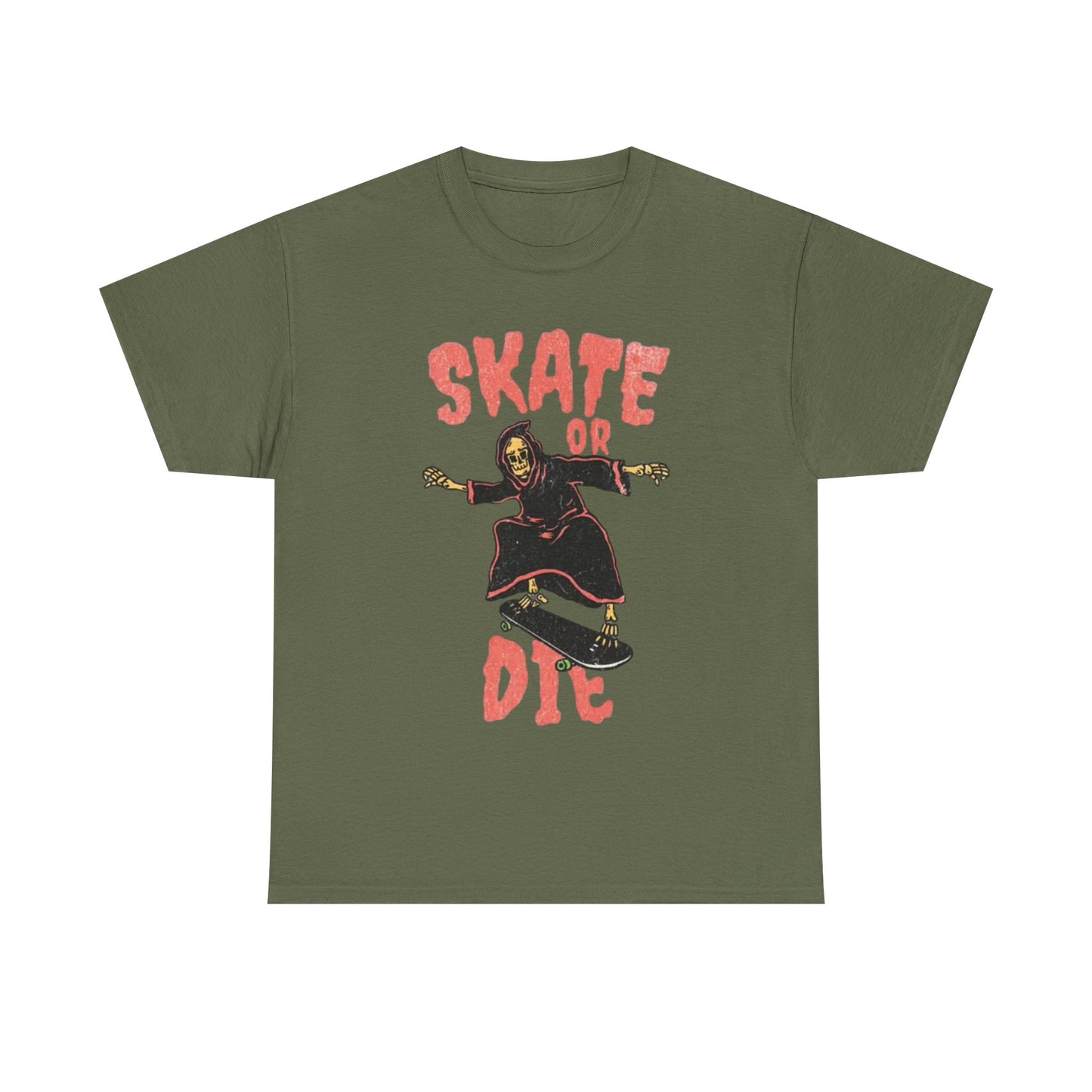 Skate Or Die Shirt Retro Skateboarding Dunks Skeleton Unisex Heavy Cotton Tee