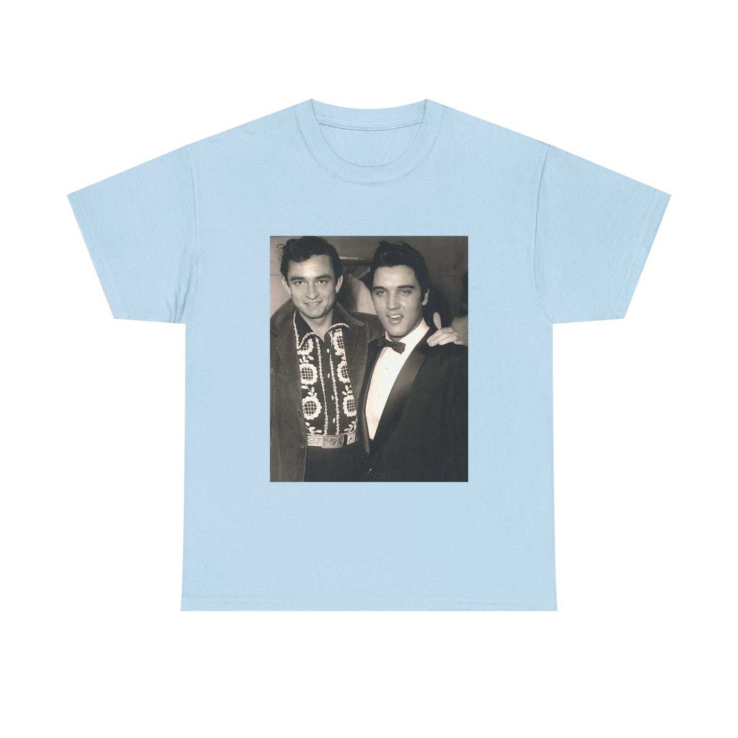 Elvis And Johnny cash shirt vintage graphic art black and white Heavy Cotton