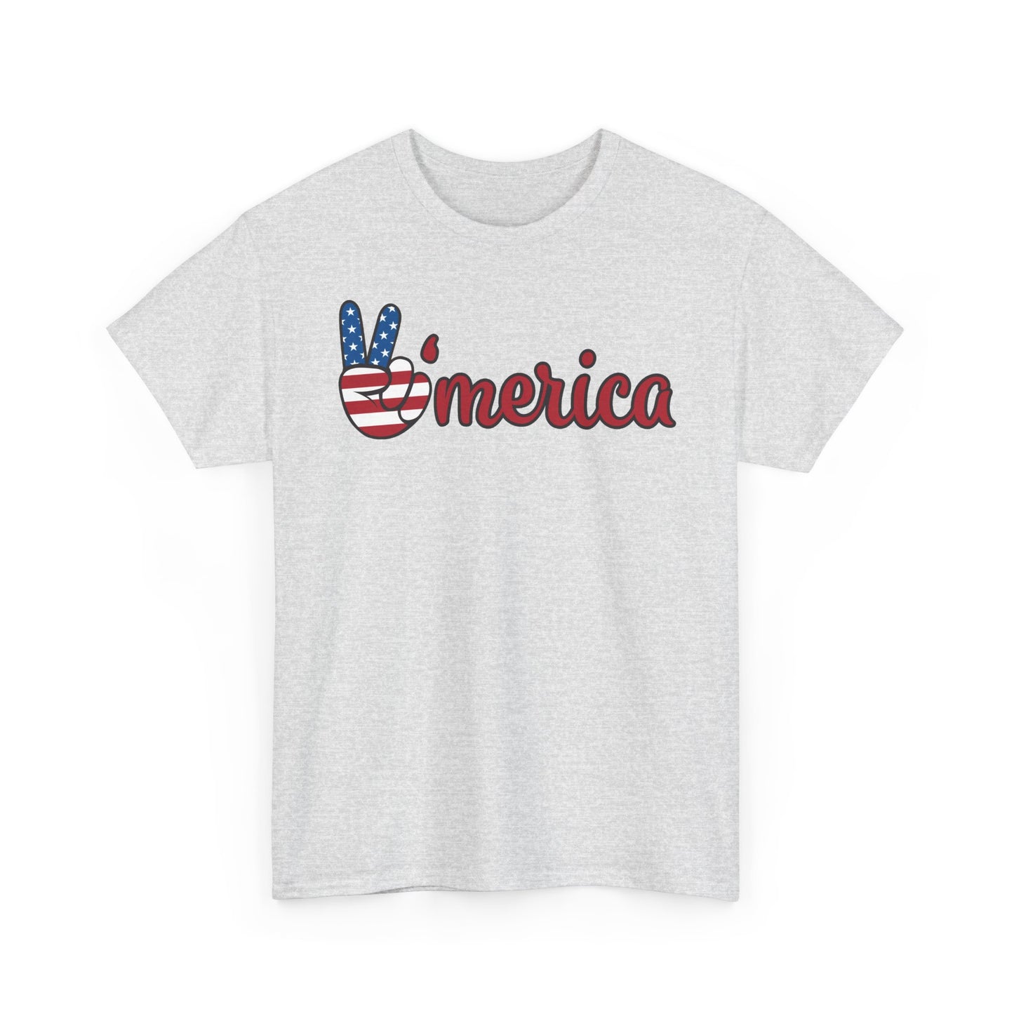 America Peace Sign Graphic T Shirt USA American Flag Unisex Heavy Cotton Tee