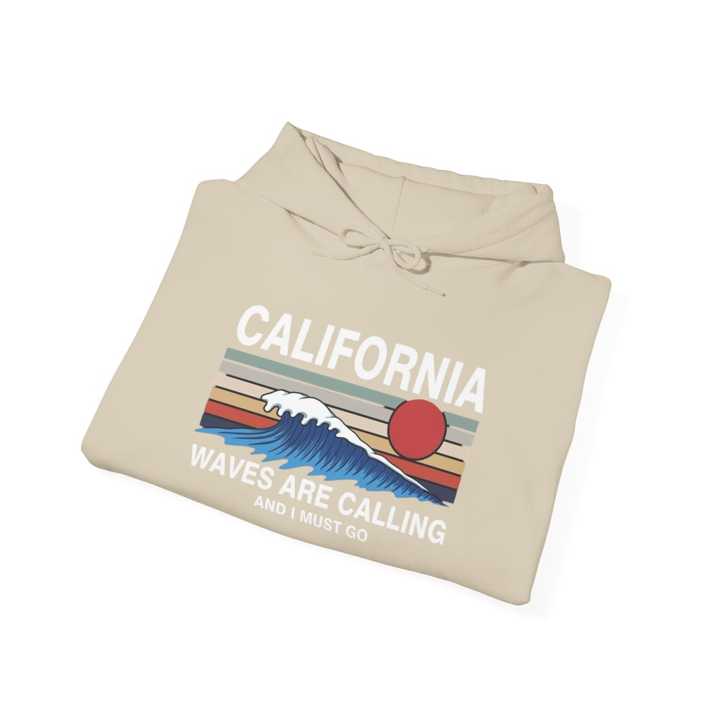 California Waves Are Calling Graphic Hoodie Heavy Blend Sweatshirt NEW