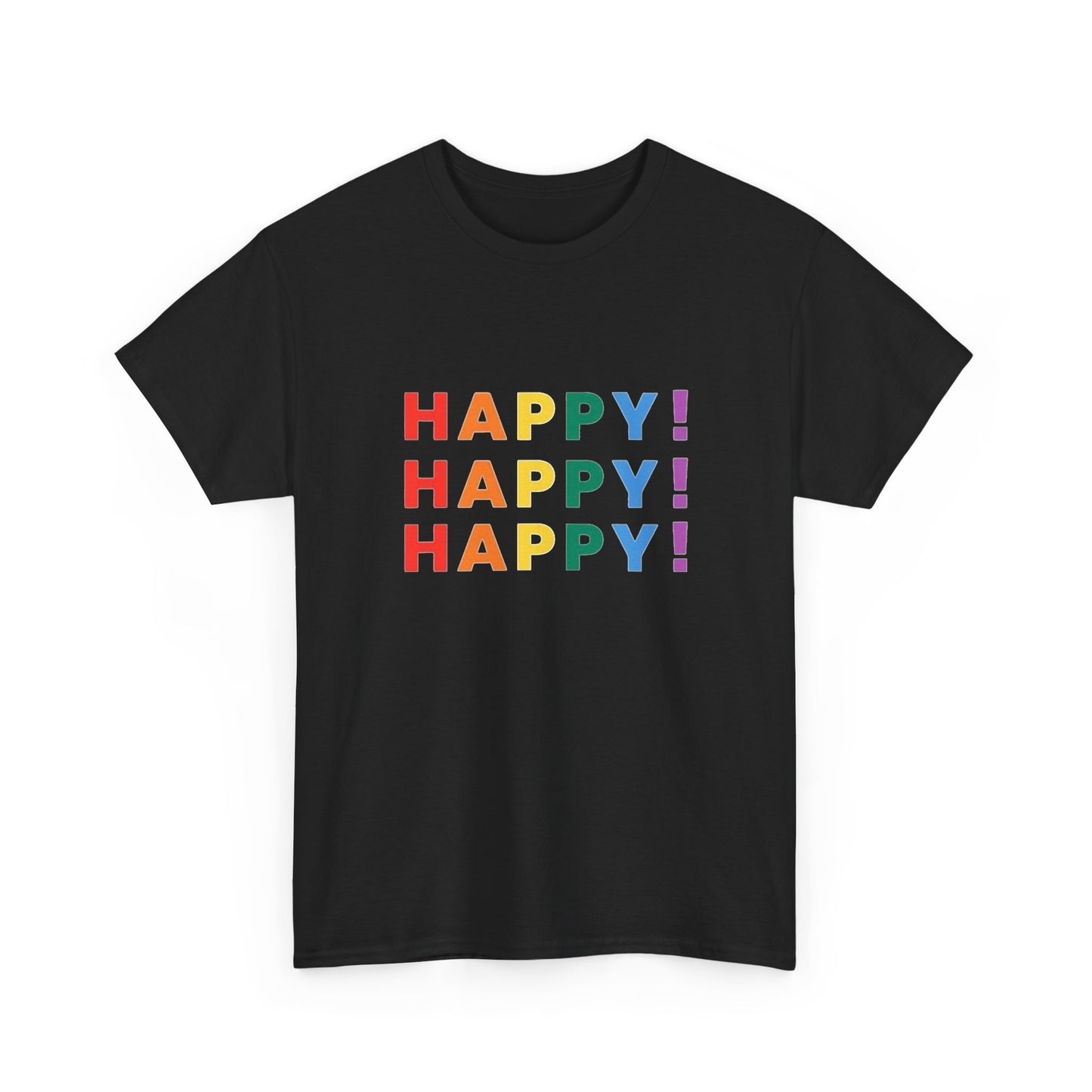 Happy Rainbow Graphic T Shirt Unisex Heavy Cotton NEW Tee