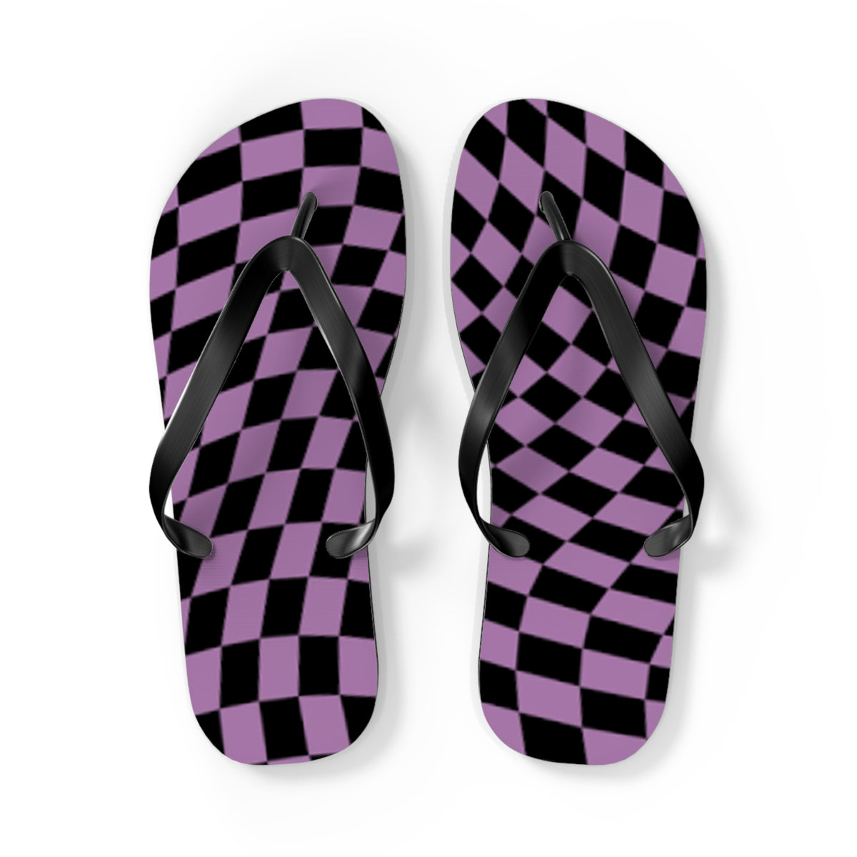 Purple Checkered Sandals, Beach Shoes, Vacation Flip Flops, Pool Slides