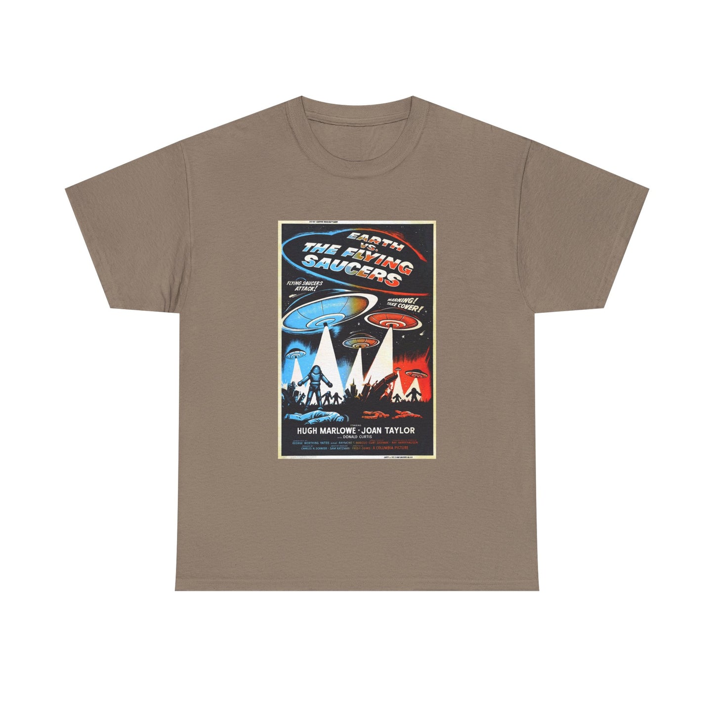 Earth vs Flying Saucers Tshirt Vintage Movie Poster Unisex Heavy Cotton Tee