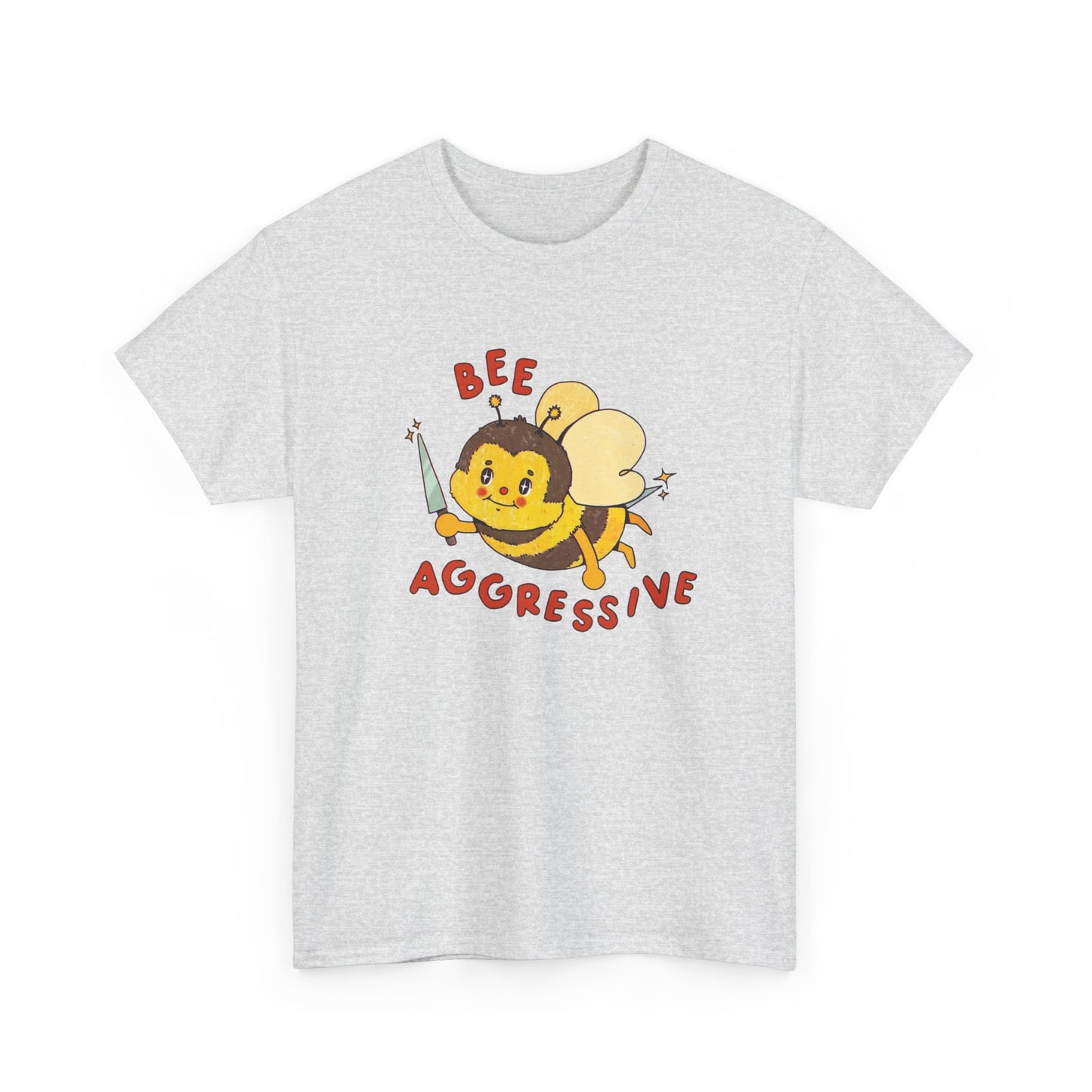 Bee Aggressive Cute T Shirt Graphic Unisex Heavy Cotton Tee NEW GIFT