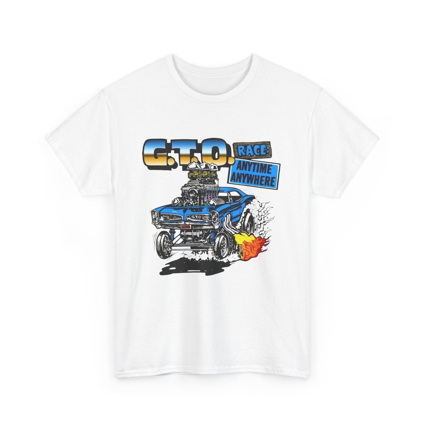 Pontiac GTO Race Anytime Vintage Graphic T Shirt NEW Unisex Heavy Cotton Tee