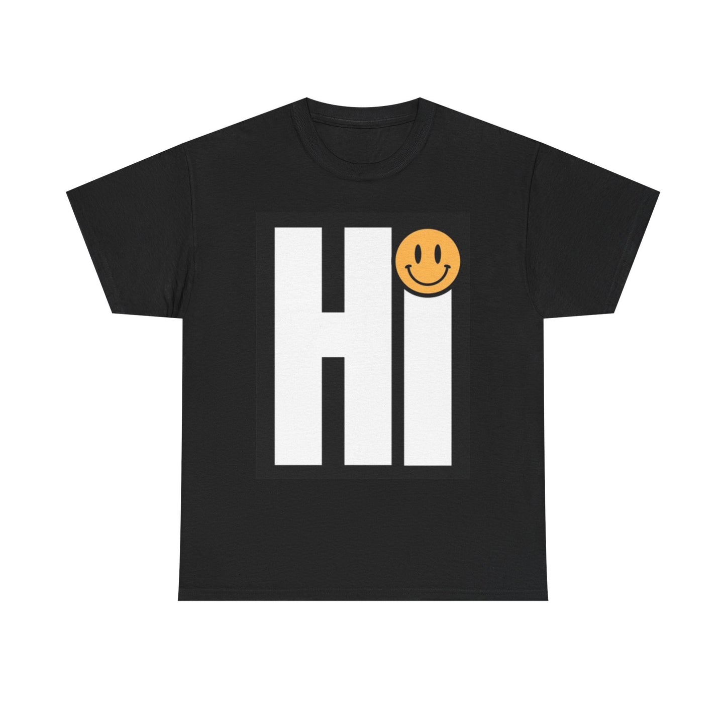 HI T Shirt Smiley Face Graphic Retro Unisex Heavy Cotton Tee