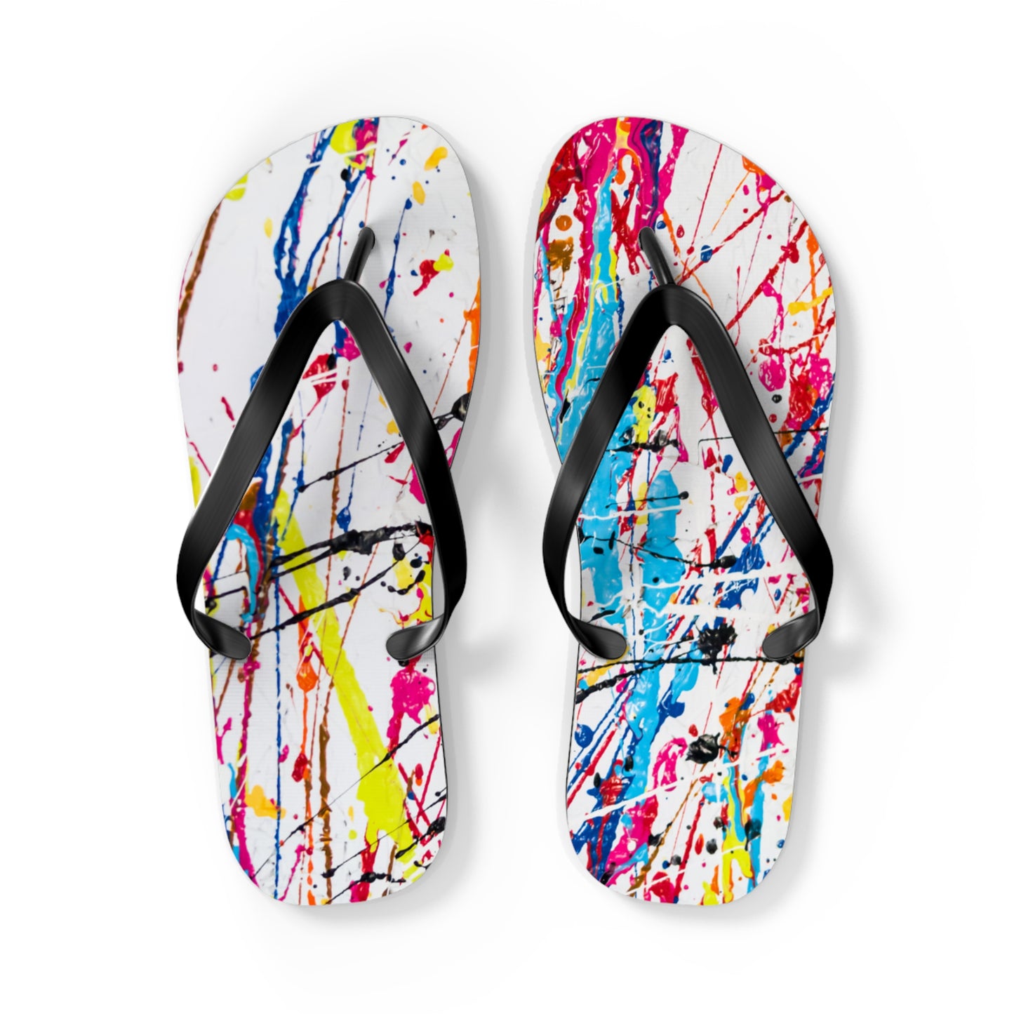 Waves And Sun Sandals Paint Splatter Summer Flip Flops Slides BRAND NEW