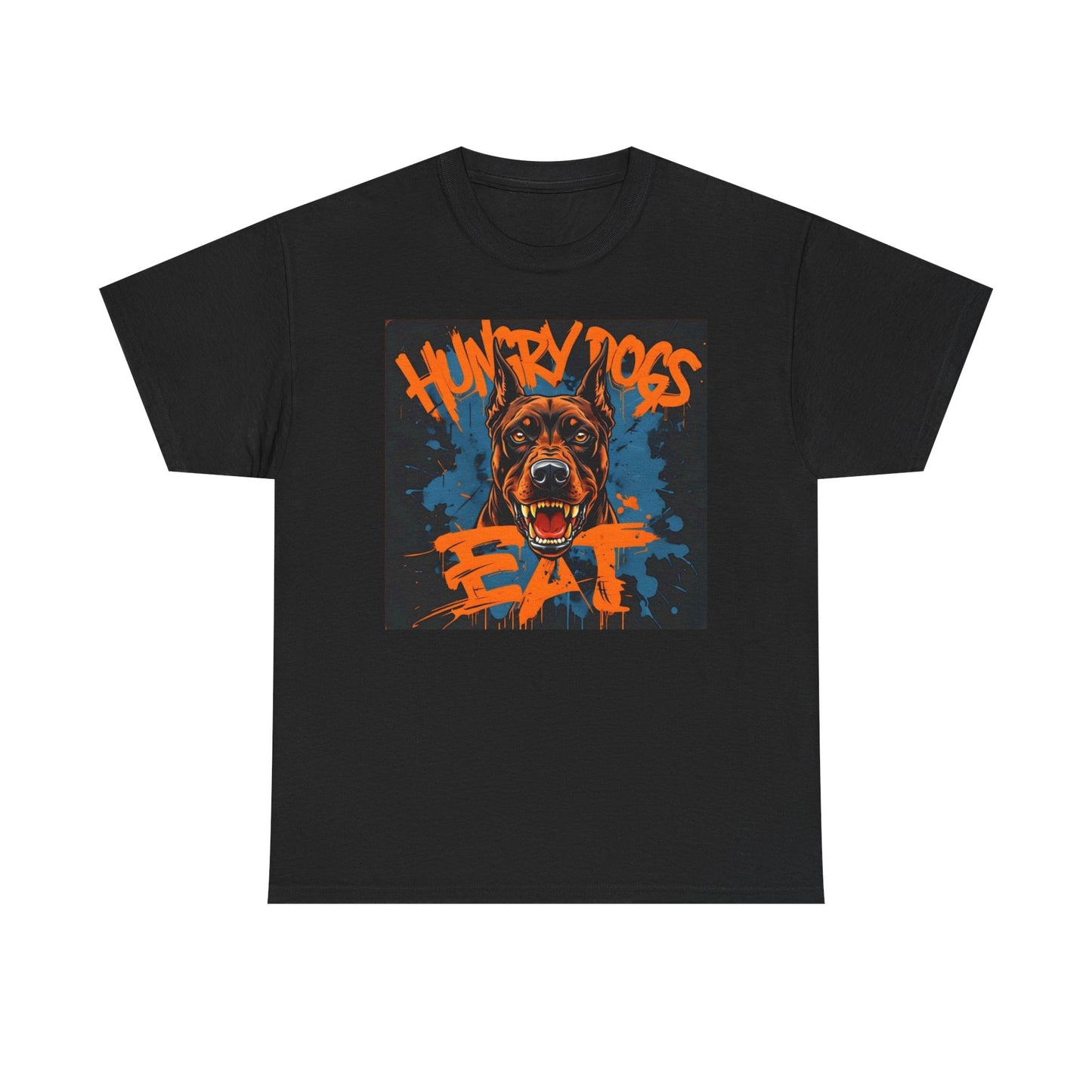 Hungry Dogs Eat Graphic T Shirt Retro Vintage Dogs Unisex Heavy Cotton Tee