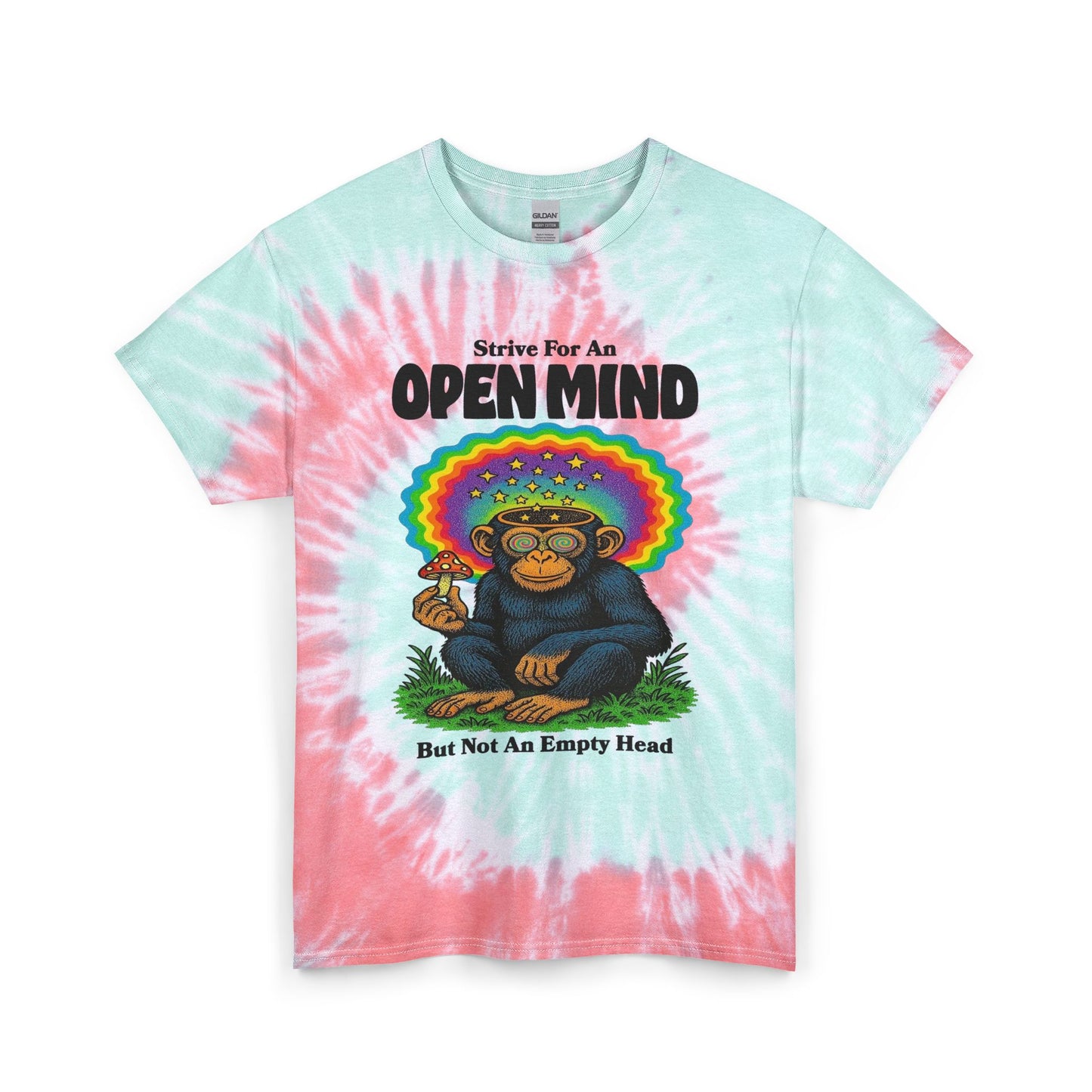 Strive For An Open Mind Mushroom Trippy T Shirt Retro Unisex Tie Dye Cotton Tee
