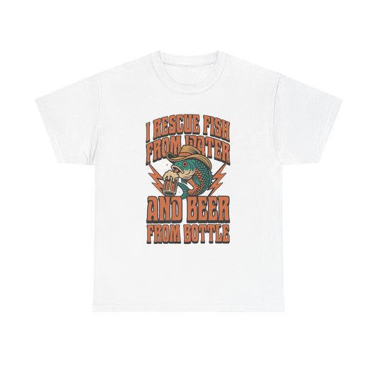 I Rescue Fish And Beer Funny Graphic T Shirt NEW ADULT