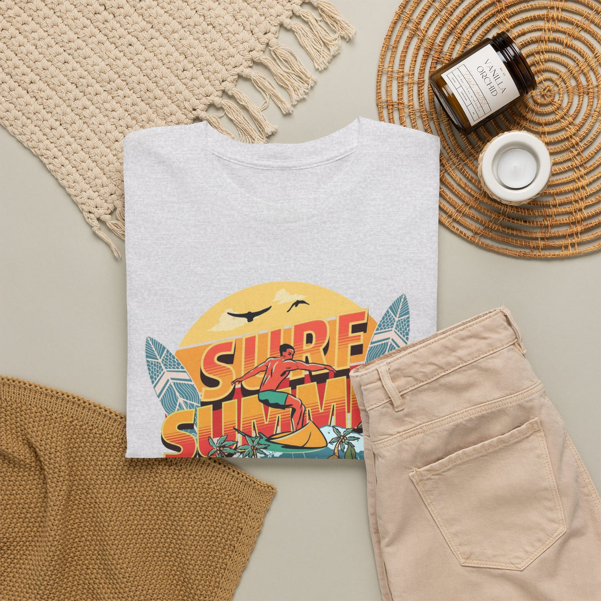 Surfing Summer Graphic T Shirt Men's Beach Heavy Cotton Tee
