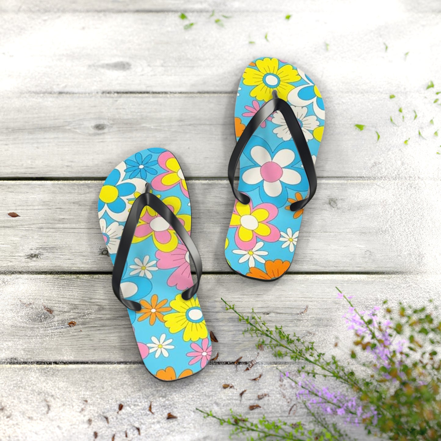 Pastel Flowers Sandals Summer Flip Flops Slides BRAND NEW